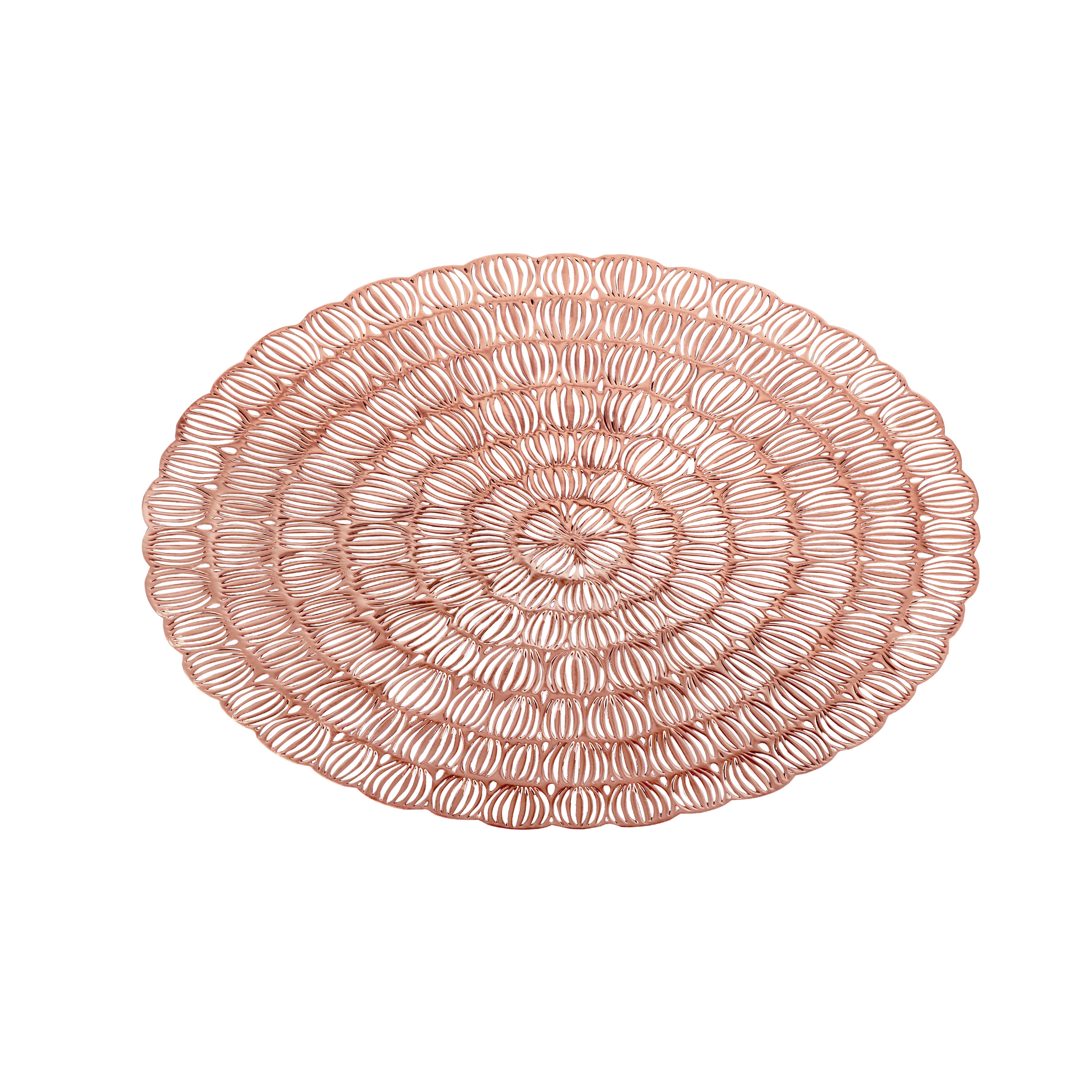 Leatherette Lazorcut Round Tablemats - Copper Lotus (Pack of 4)