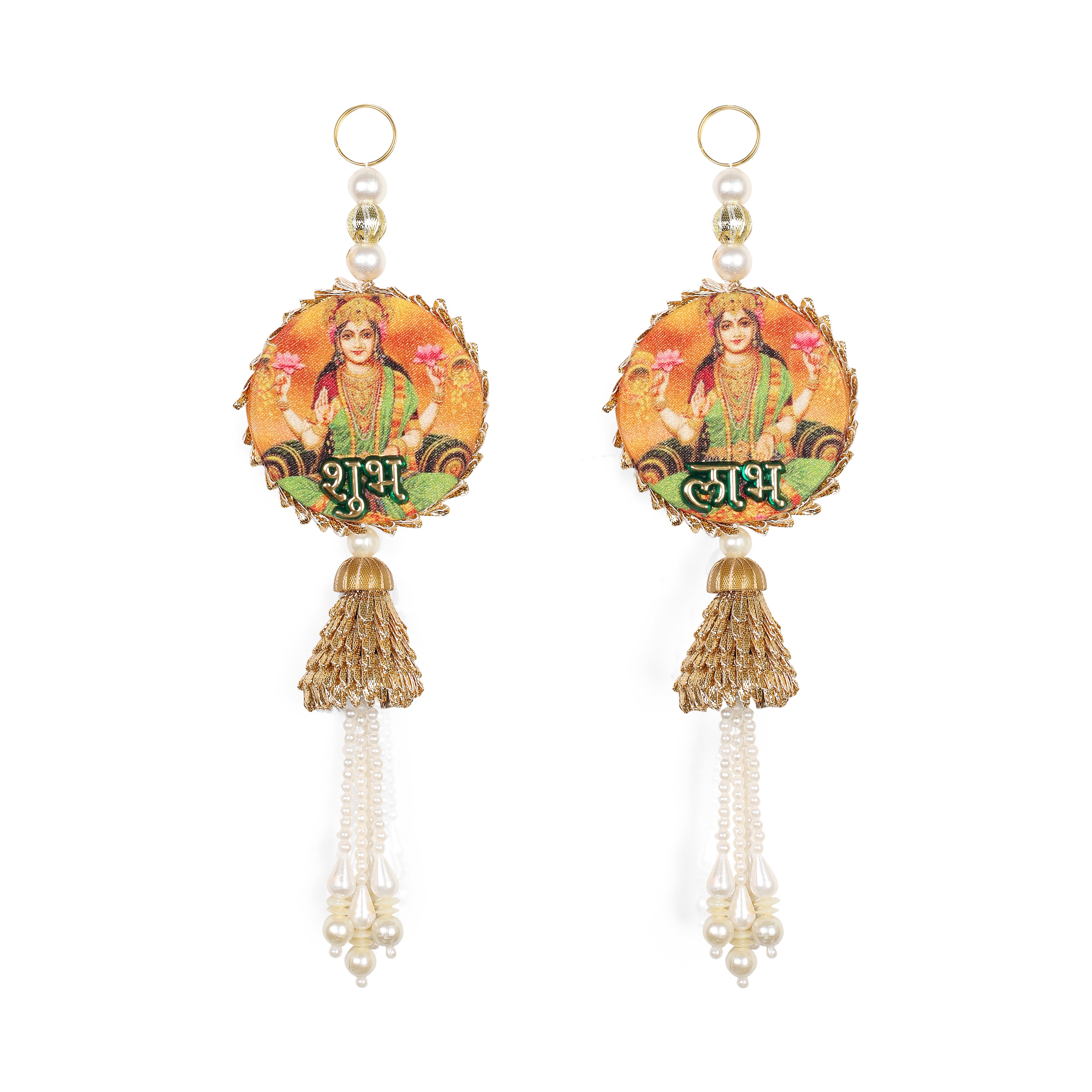 Digital Print Laxmi Ji Subha Labh Side Hangings Set Of 2