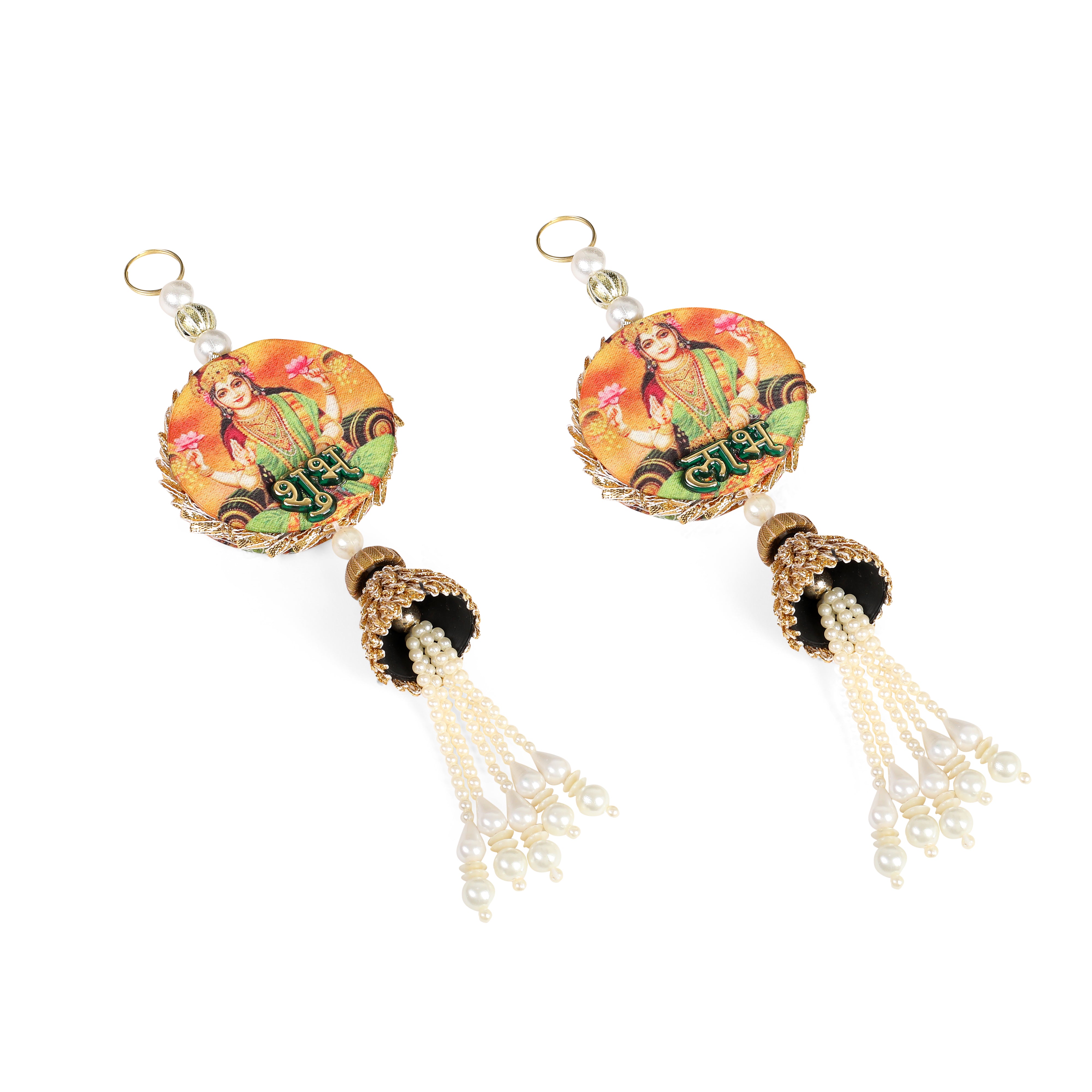 Digital Print Laxmi Ji Subha Labh Side Hangings Set Of 2