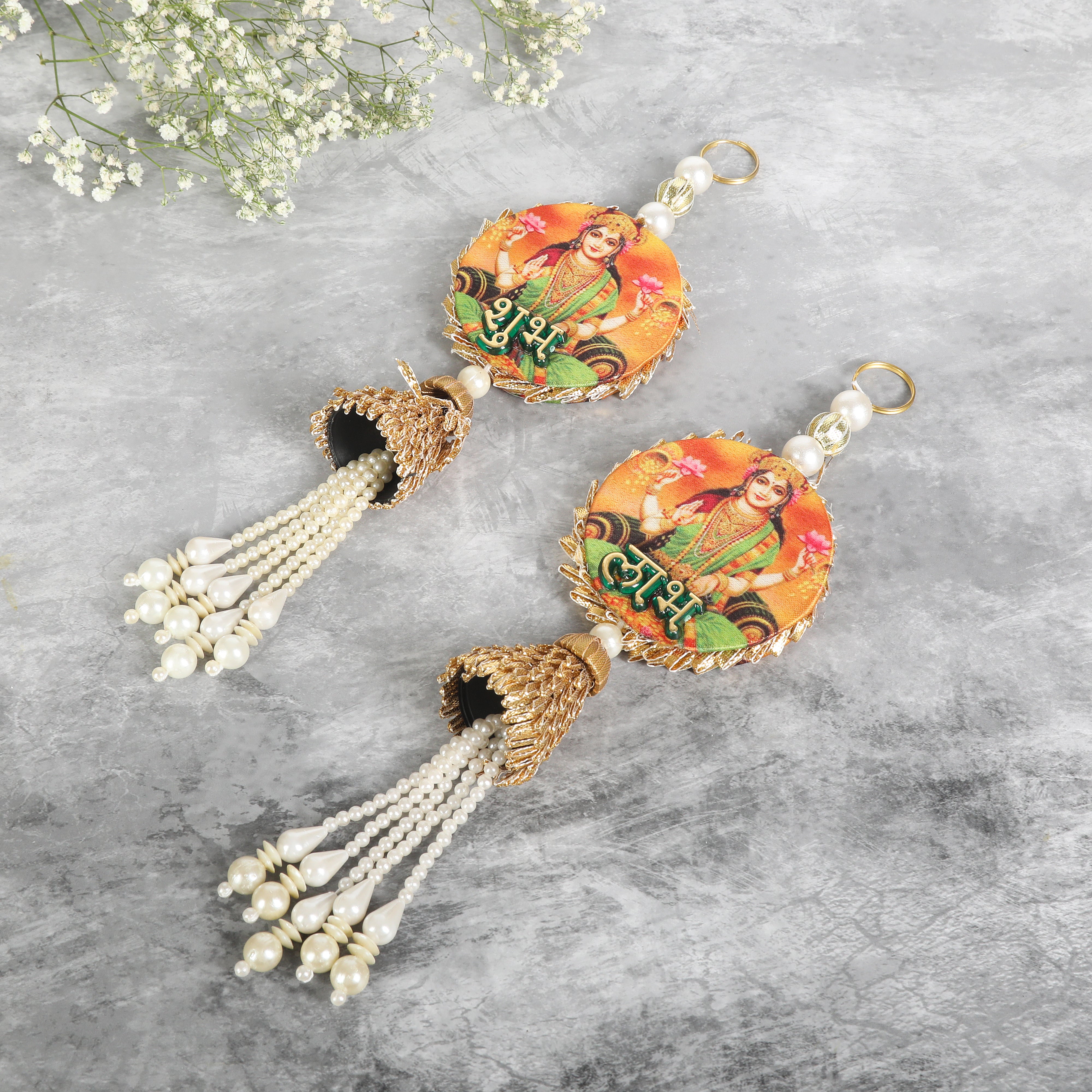Digital Print Laxmi Ji Subha Labh Side Hangings Set Of 2