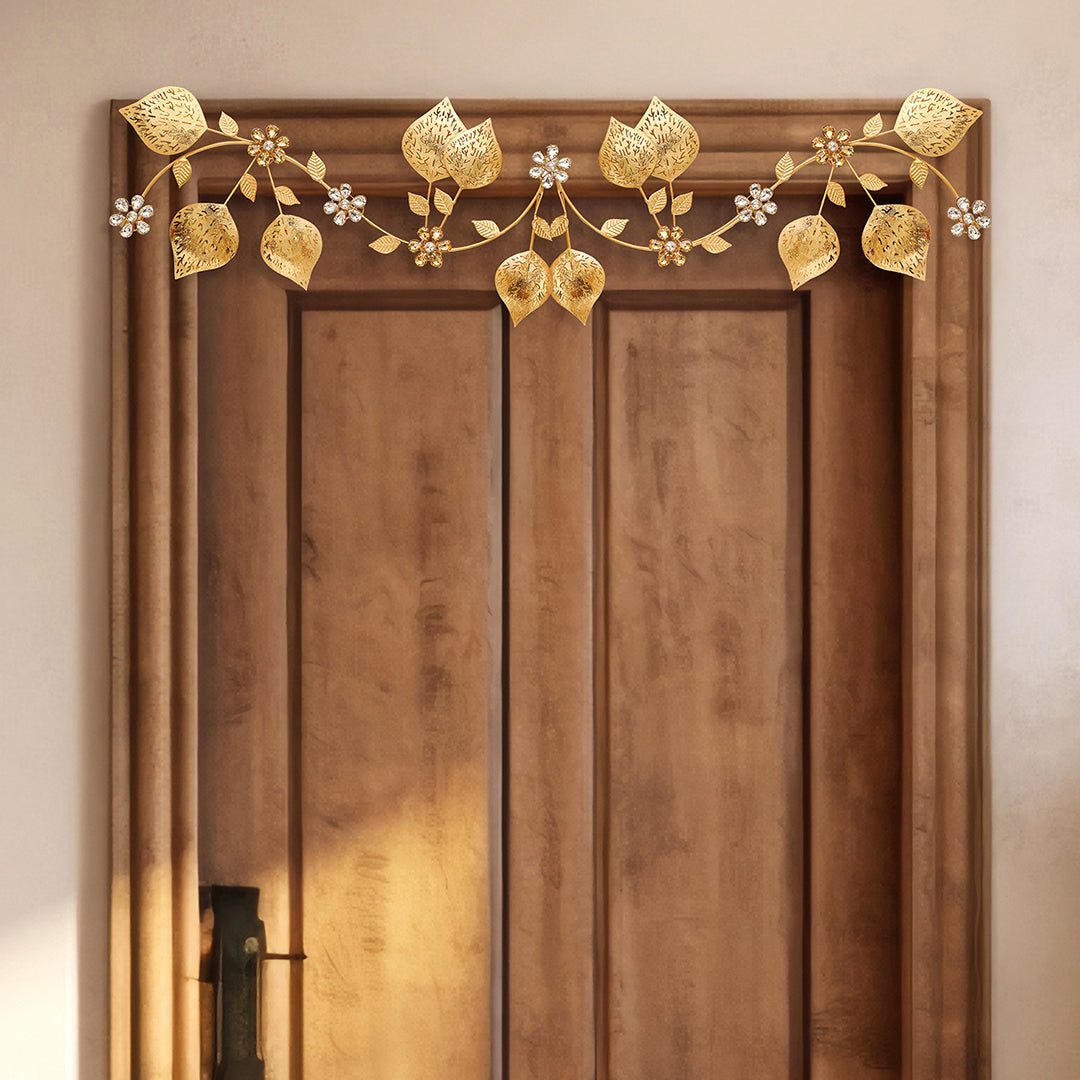 New Lehar Flower With Leaf Metal Toran