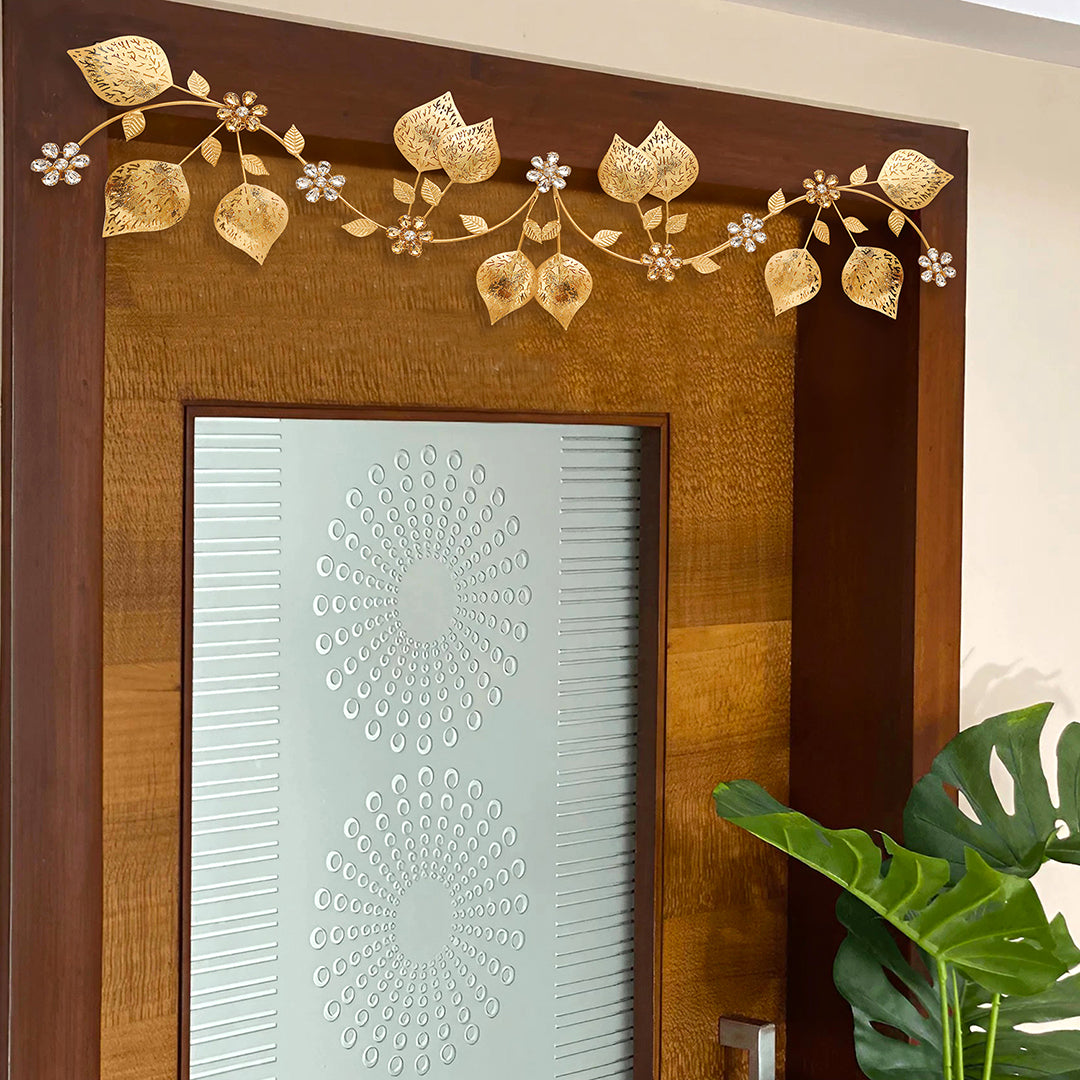 New Lehar Flower With Leaf Metal Toran