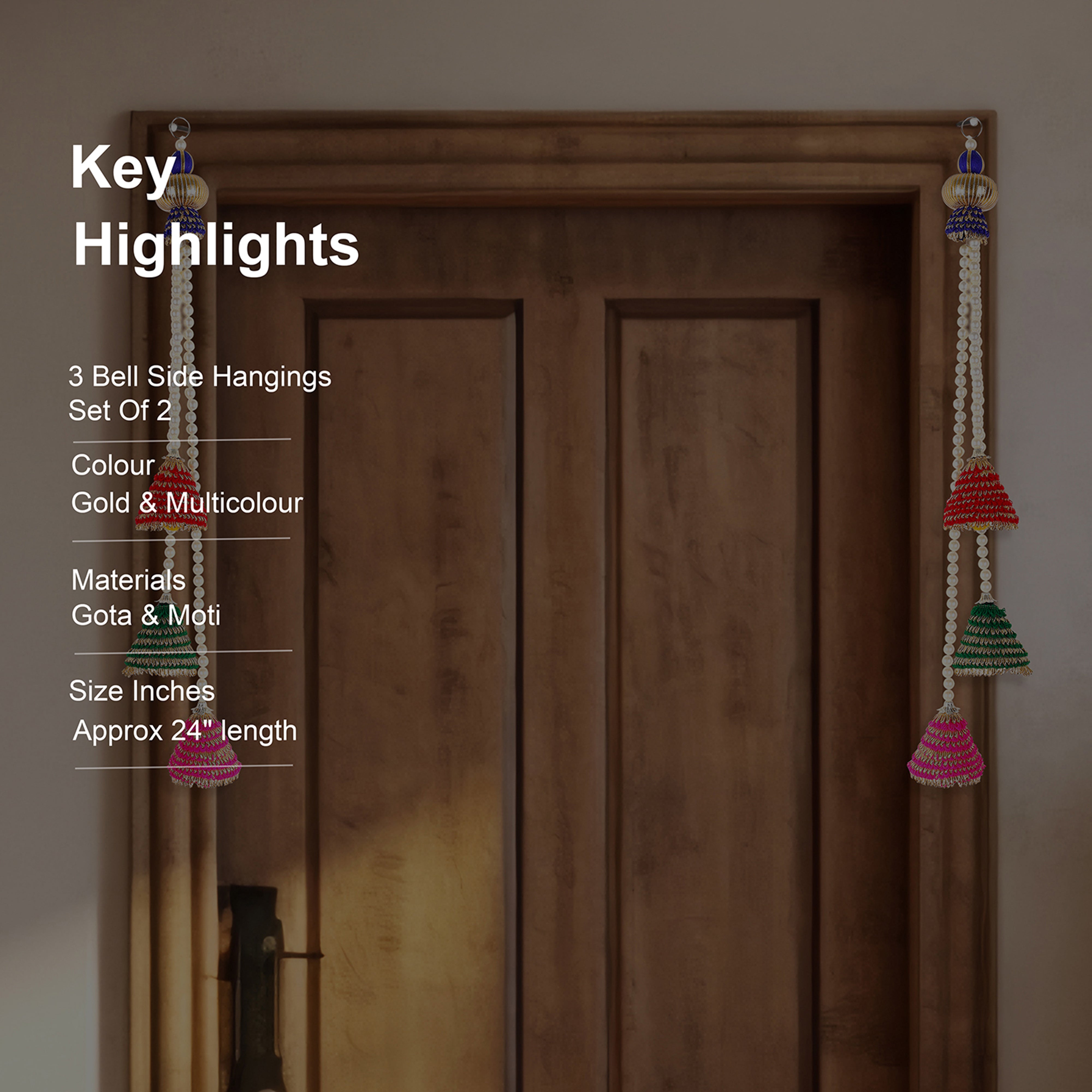 3 Bell Side Hangings Set Of 2