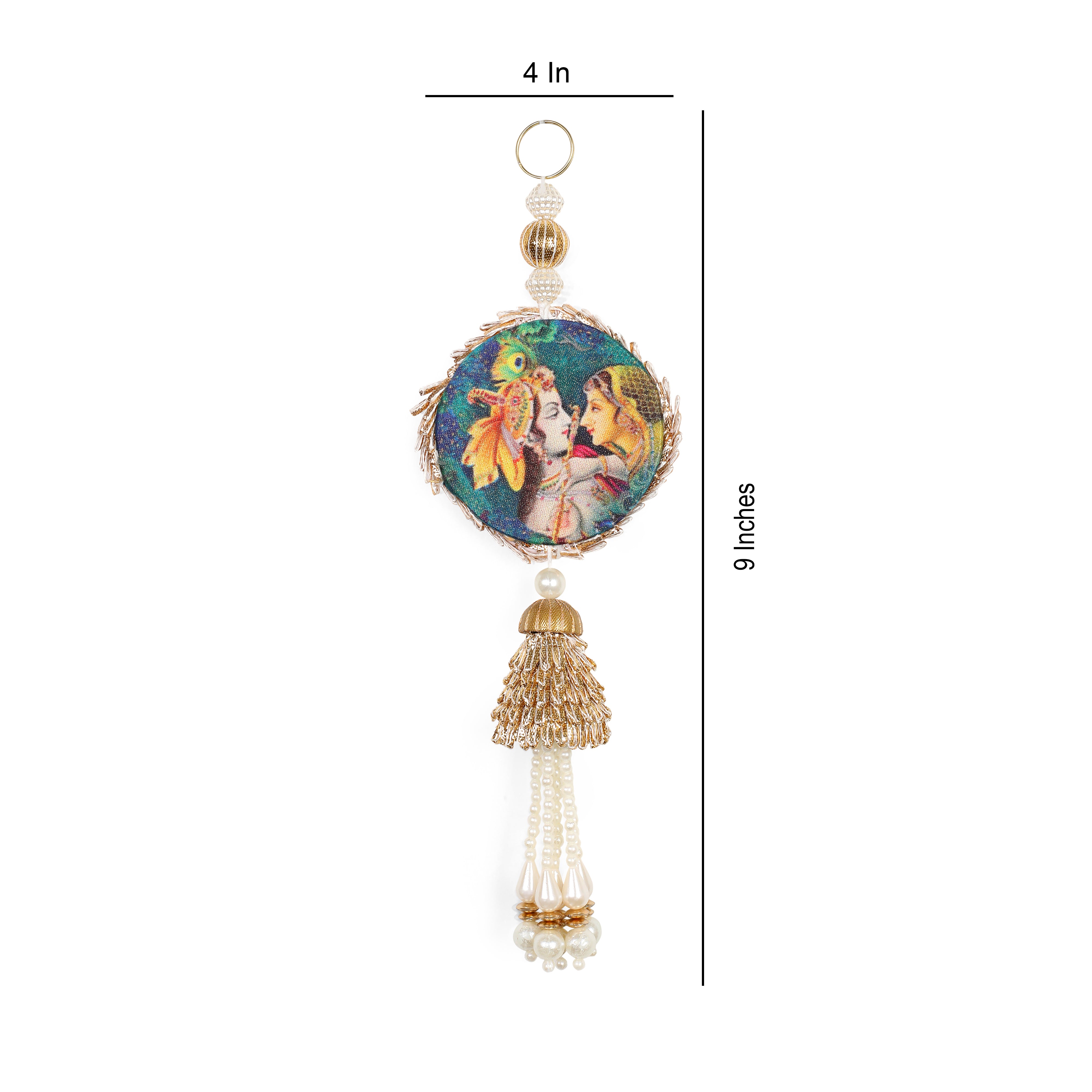 Digital Print Radha Krishan Ji Subha Labh Side Hangings Set Of 2
