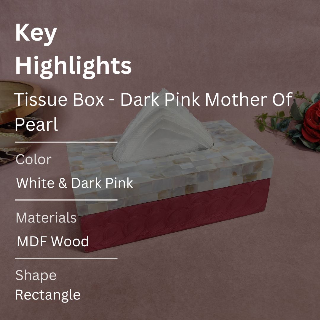 Tissue Box - Dark Pink Mother Of Pearl