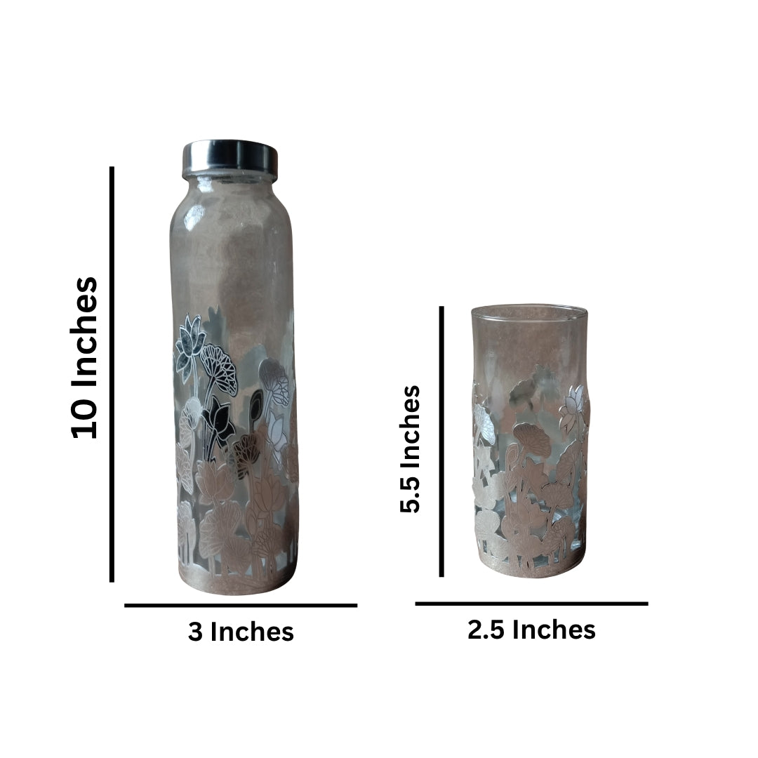 Silver Plated Water Bottle and Glass Set with Velvet Gift Box