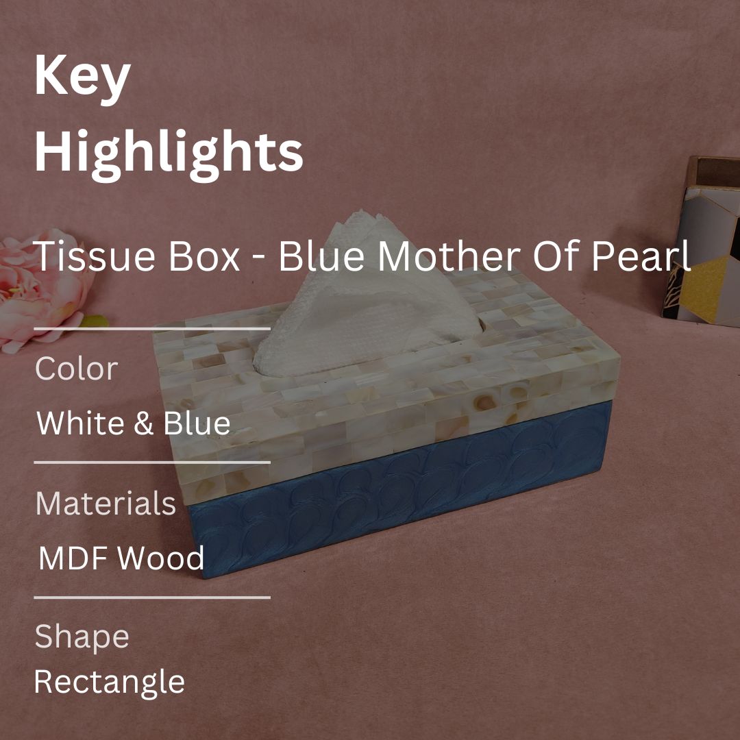 Tissue Box - Blue Mother Of Pearl