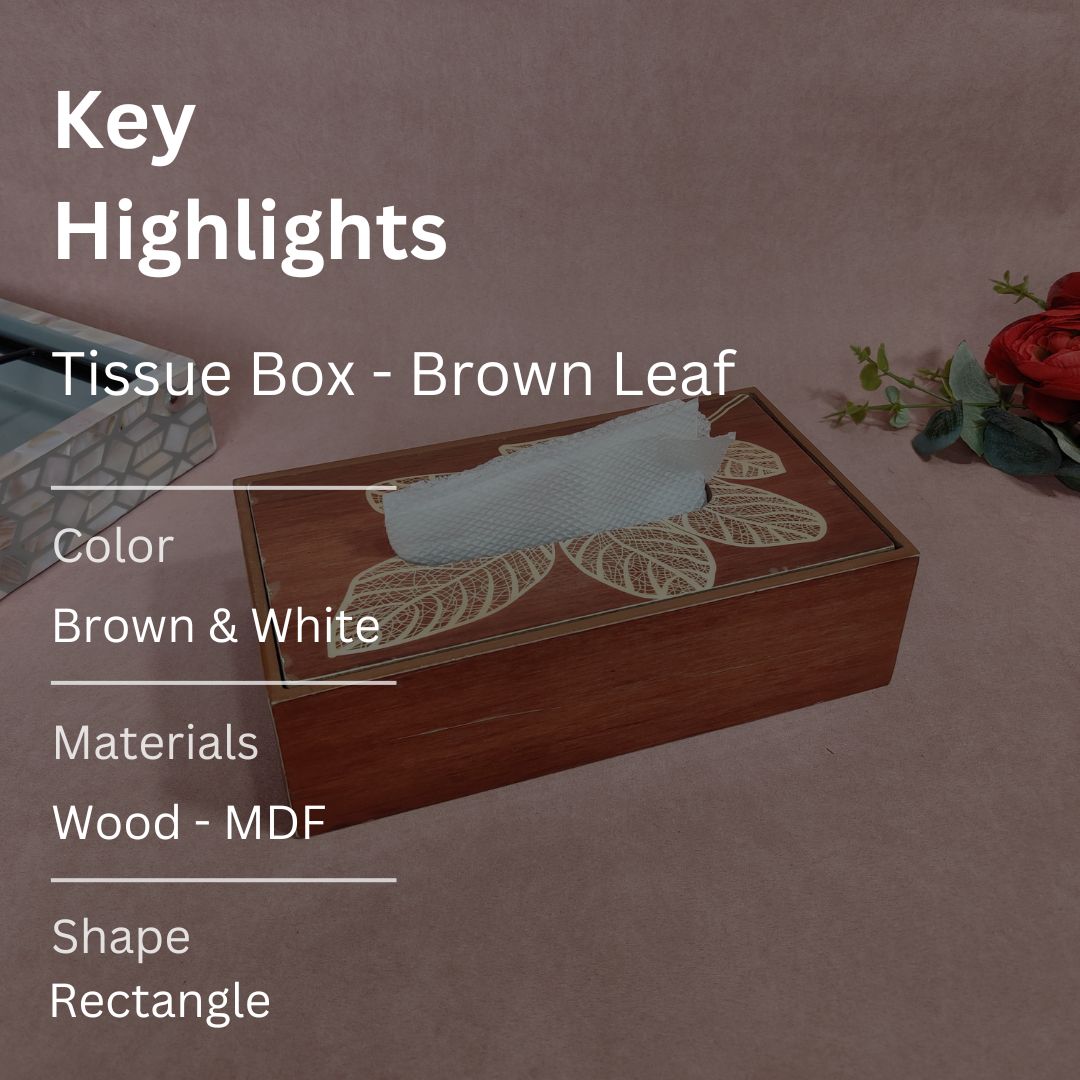 Tissue Box - Brown Leaf