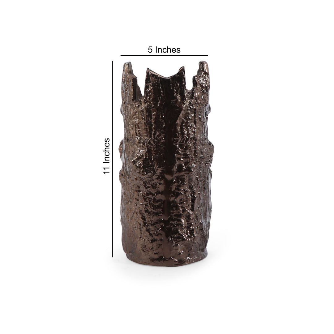 Aluminium Bronze Bark Shape Vase - Small