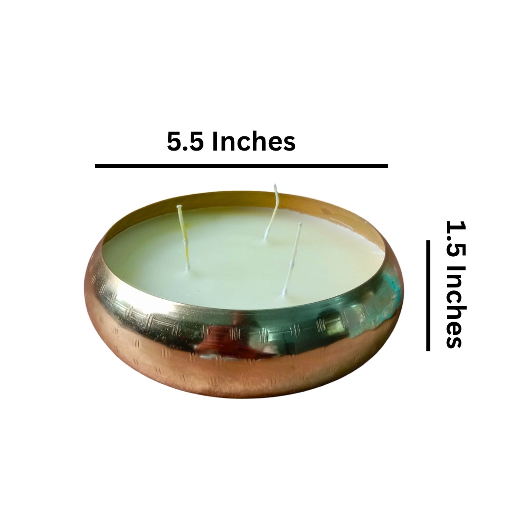 Gold Bowl 3-Wick Scented Candle in Blue Gift Box
