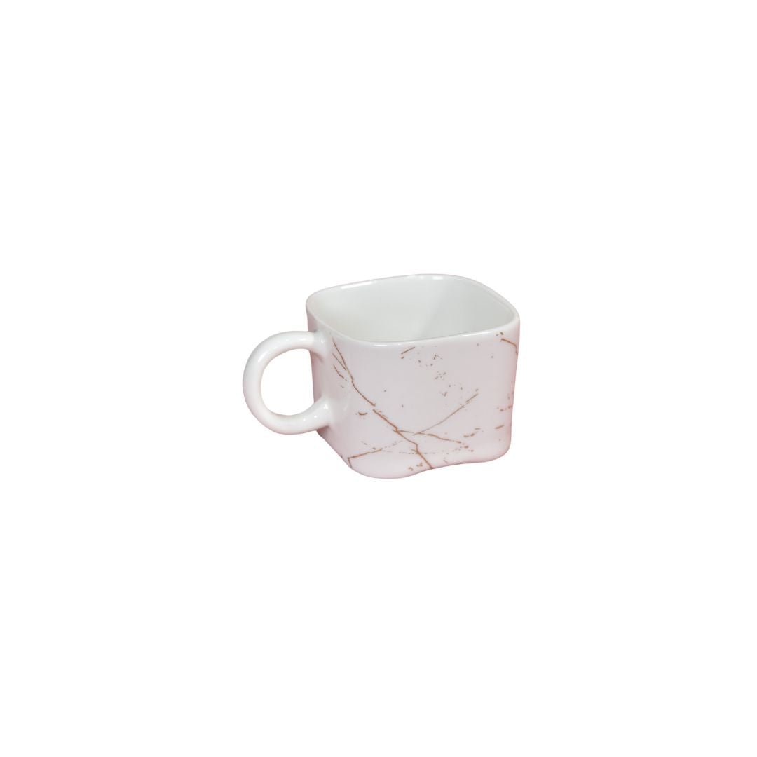 Ceramic Cup & Teapot With Tray Set Of 6 - White