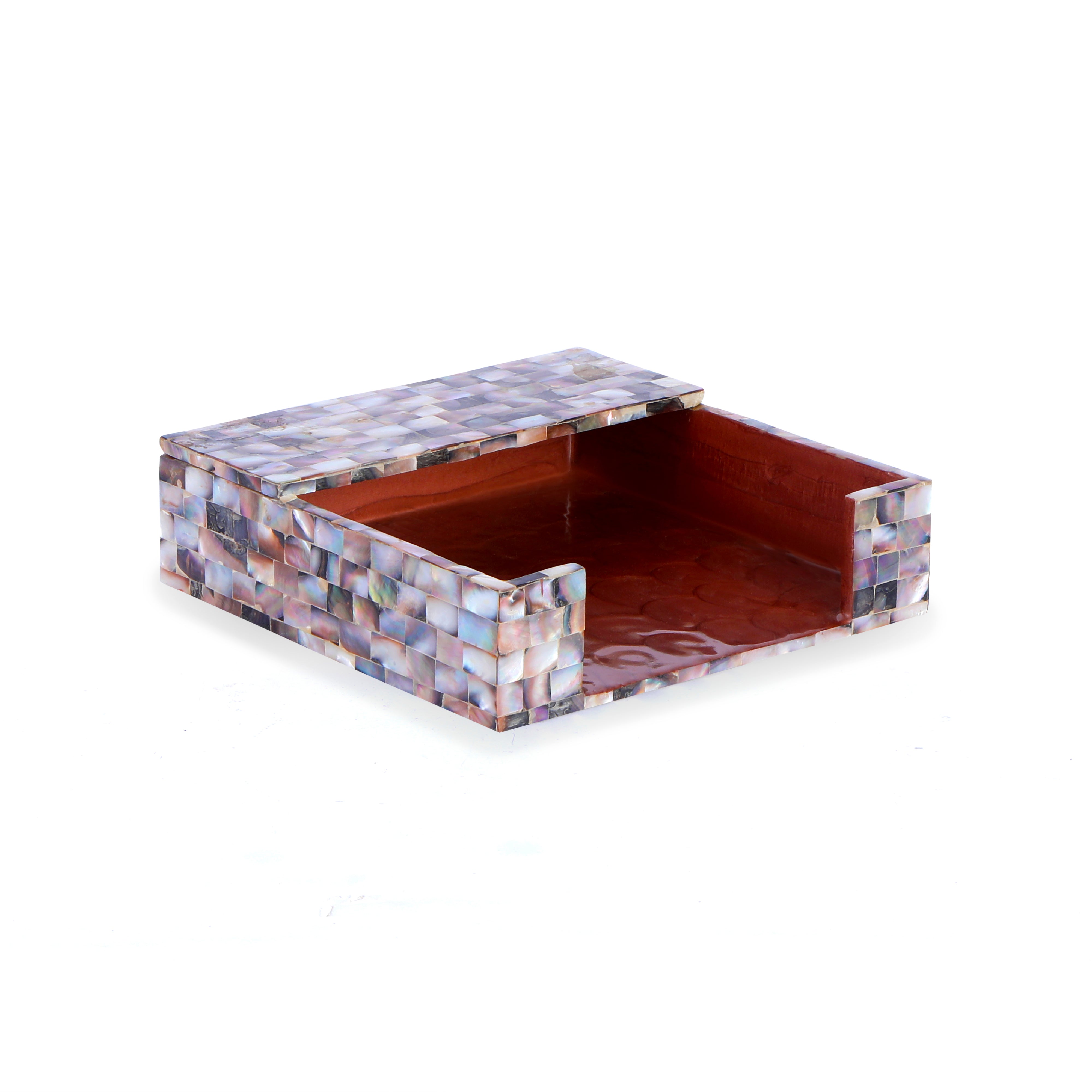 Square Tissue Holder - Brown Mother Of Pearl