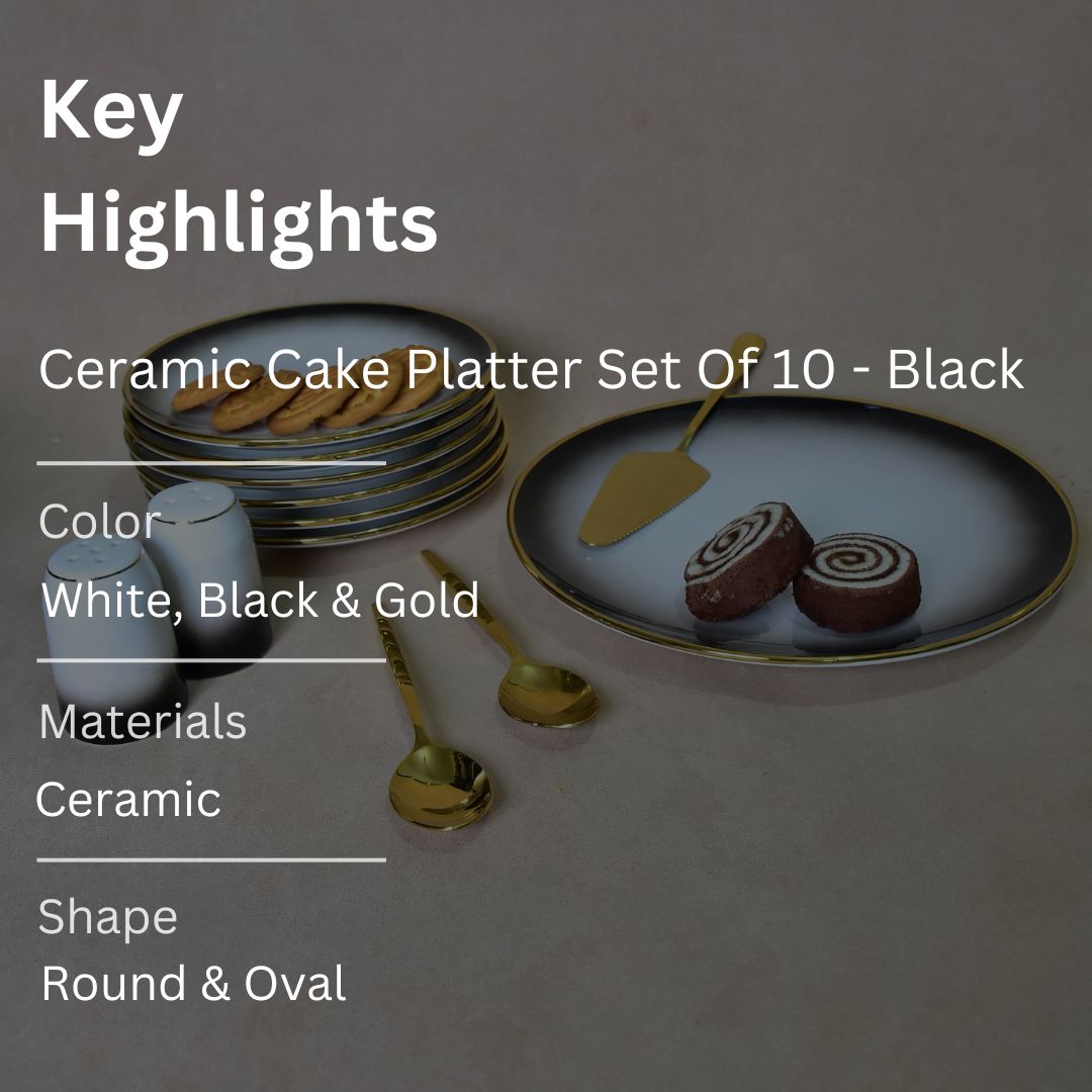 Ceramic Cake Platter Set Of 10 - Black