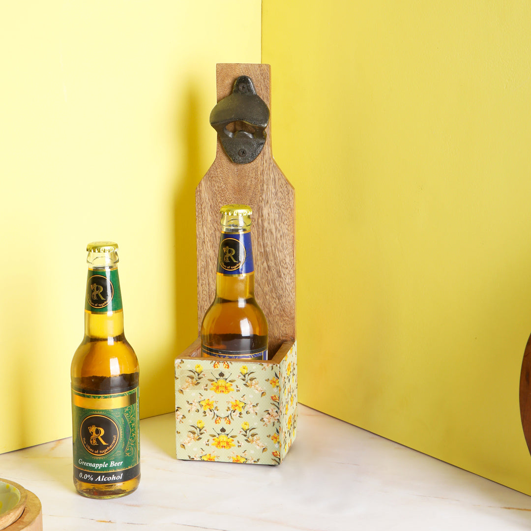 Bottle Stand With Opener- Green - The Home Co.