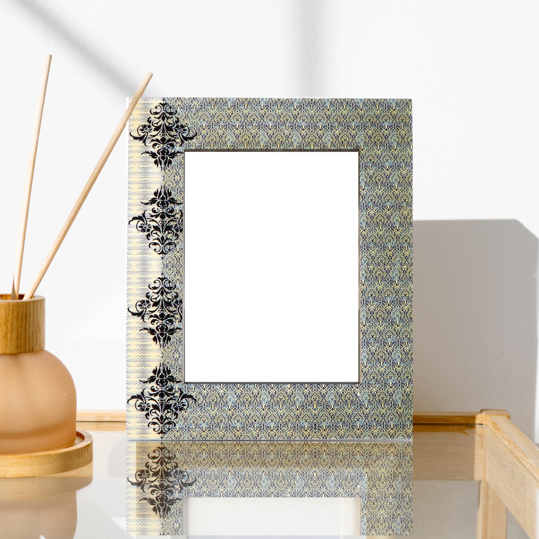 Wooden Photo Frame - Blue Motif Photo Frame 1- The Home Co.