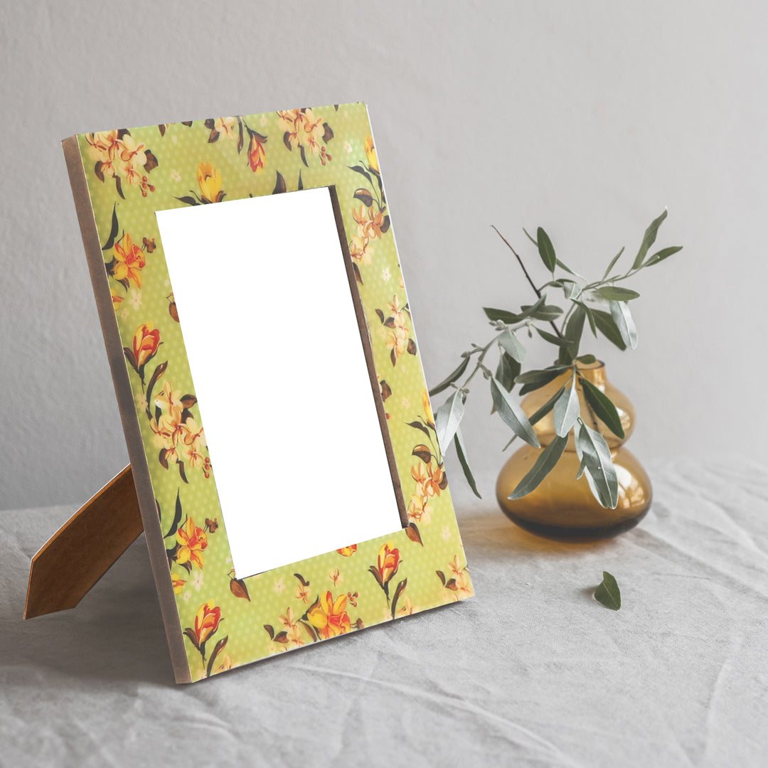 Wooden Photo Frame - Green Flower Photo Frame - The Home Co.
