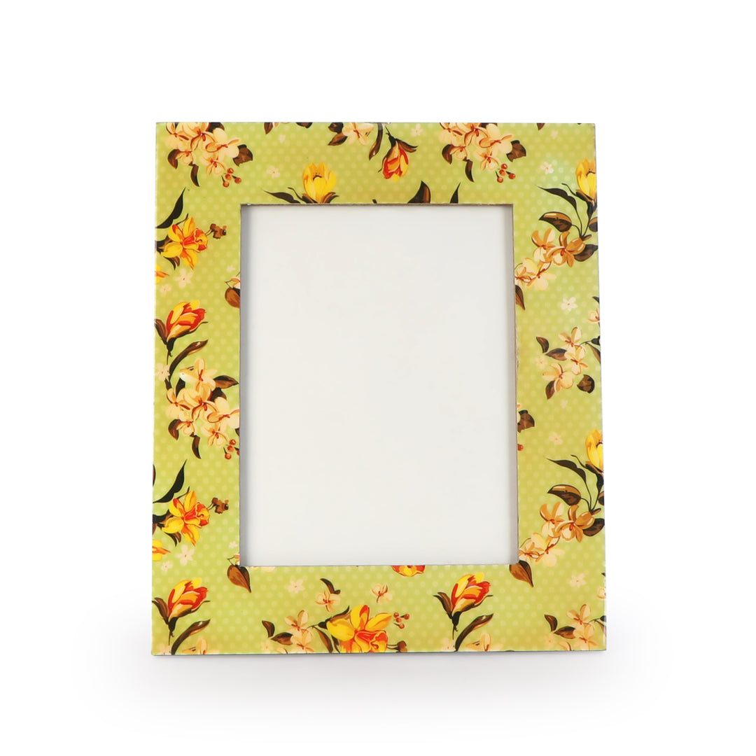 Wooden Photo Frame - Green Flower Photo Frame 1- The Home Co.