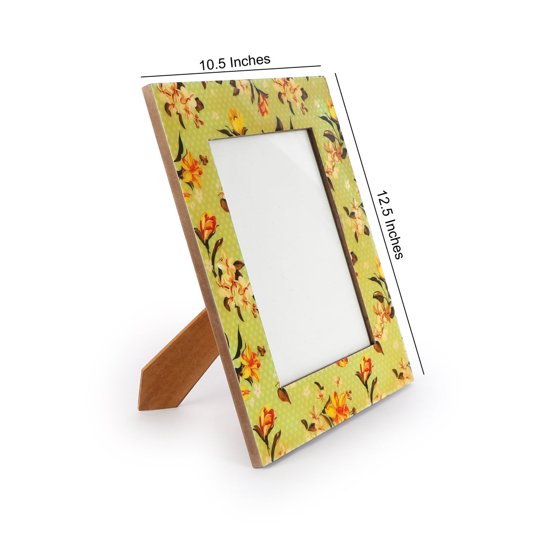 Wooden Photo Frame - Green Flower Photo Frame 5- The Home Co.