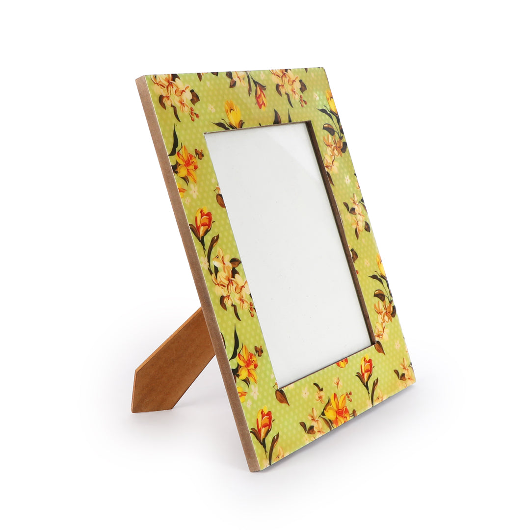 Wooden Photo Frame - Green Flower Photo Frame 3- The Home Co.