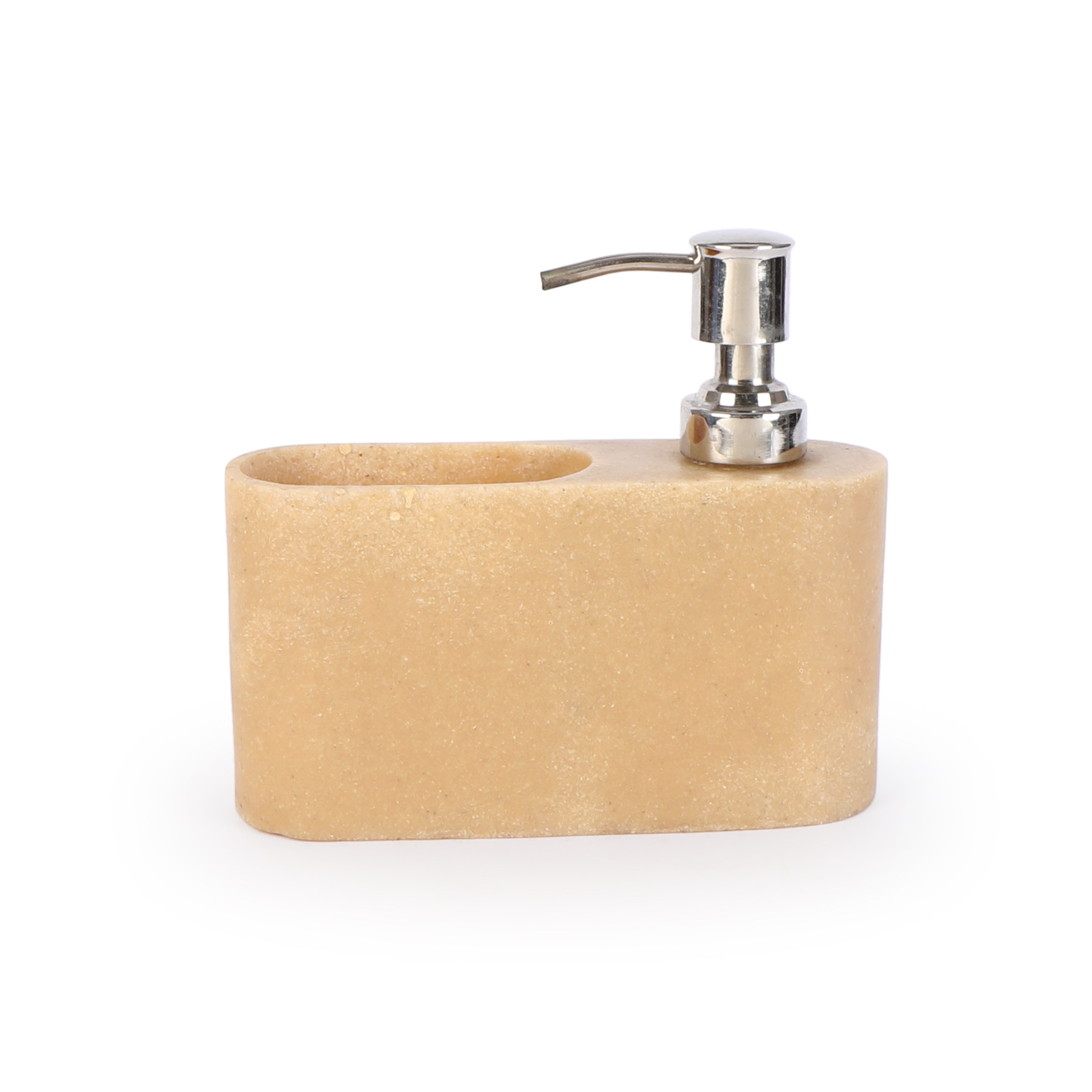 Beige Polystone Dispenser With Tumbler - The Home Co.