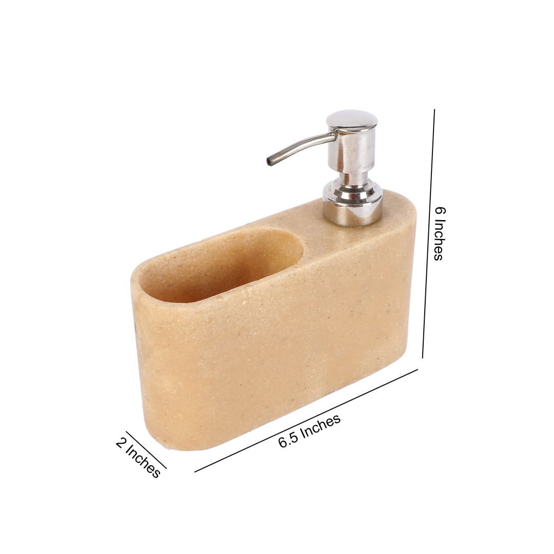 Beige Polystone Dispenser With Tumbler - The Home Co.