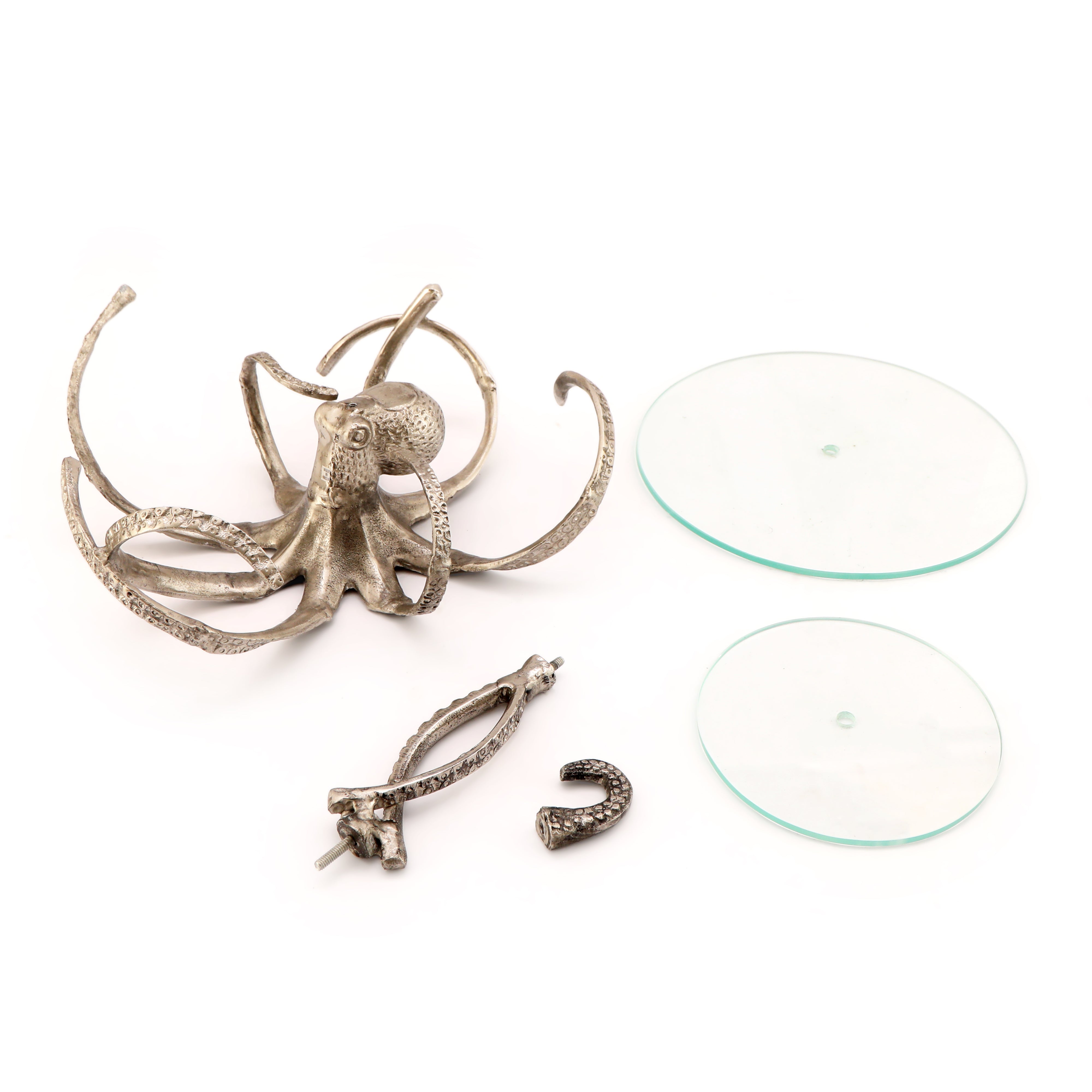 Octopus Range - Aluminium Silver Plated & Glass 2 Tier Platter