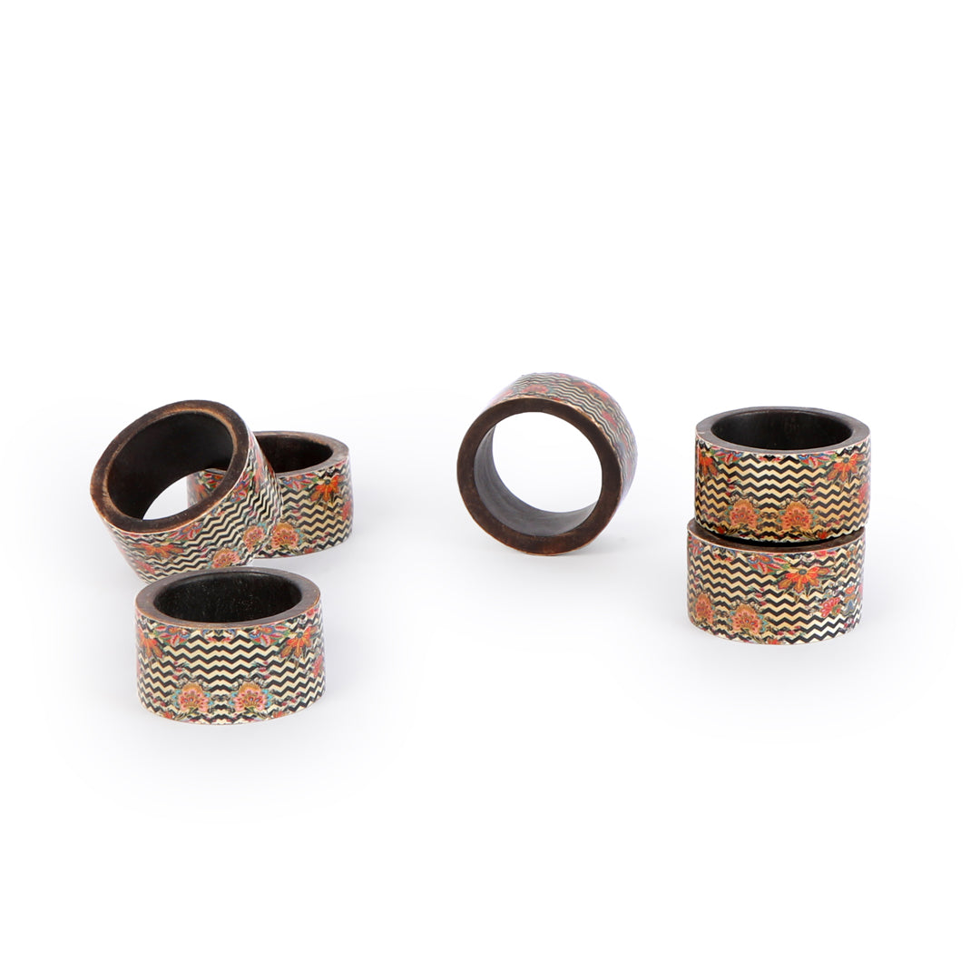 Napkin Ring Set Of 6 - Zig Zag