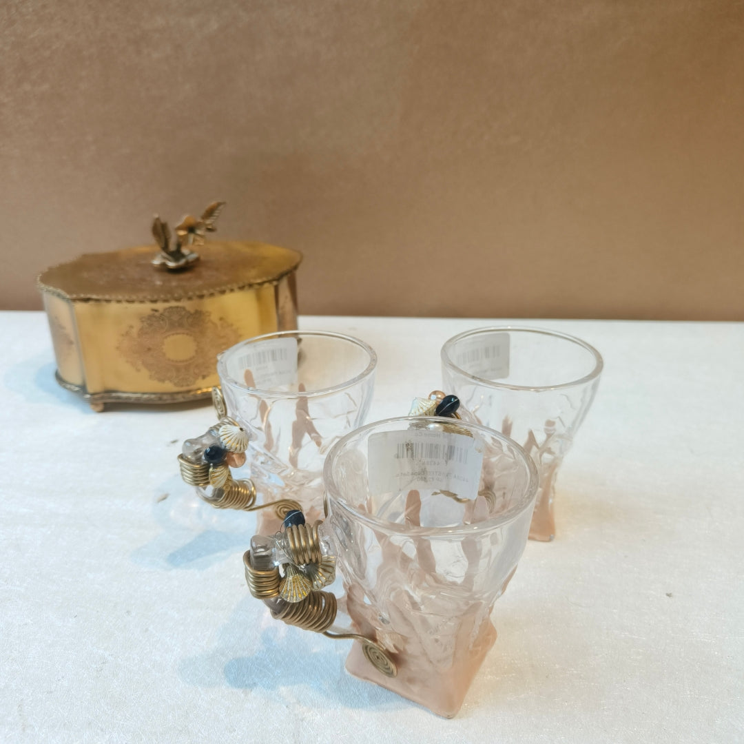 Small Square Tea Filigree Cup Set of 3