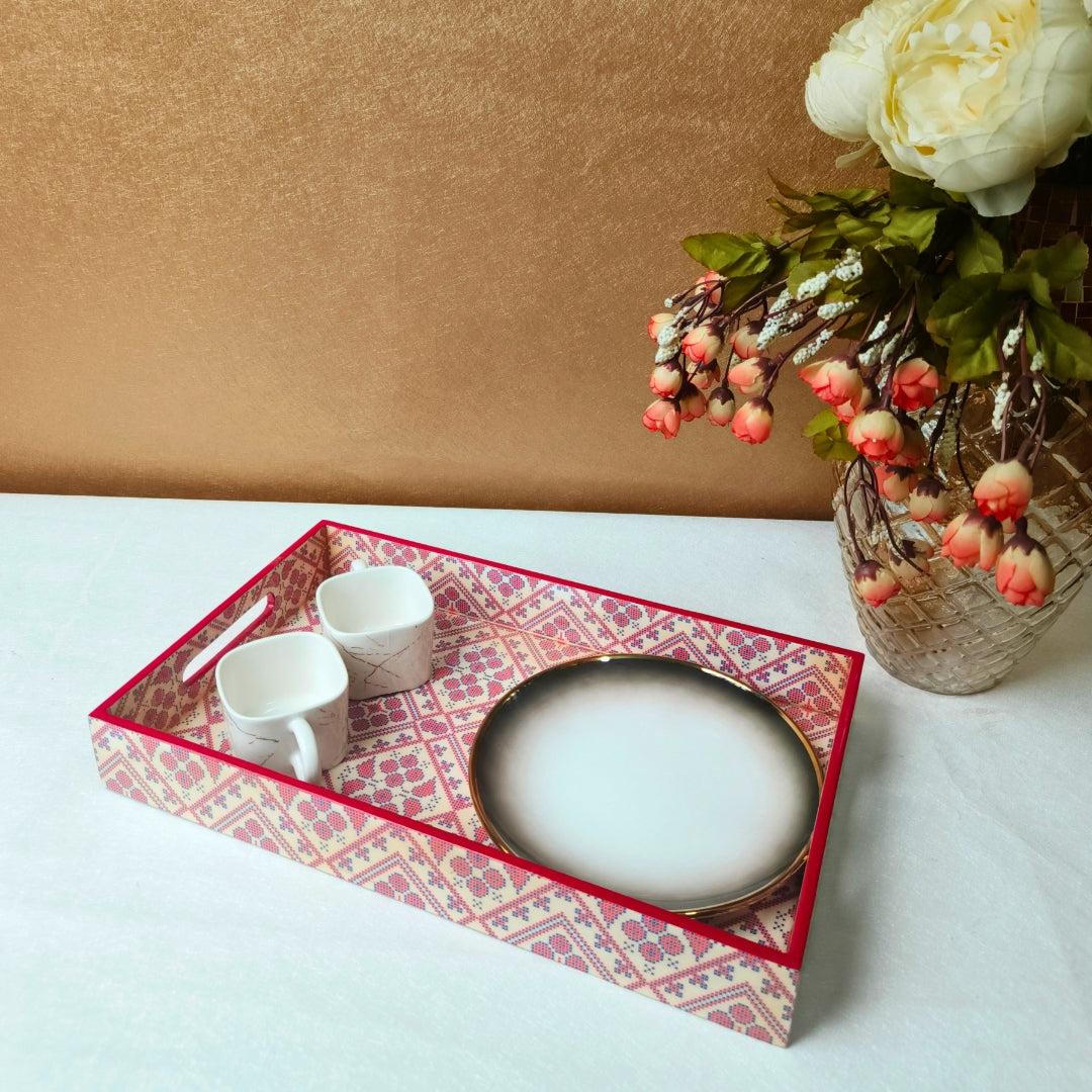 Large Pink Eiffel Print With Enamel Tray