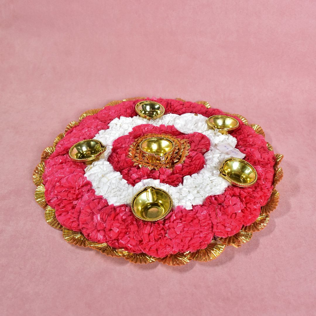 Genda Mats With Light Diya - Round