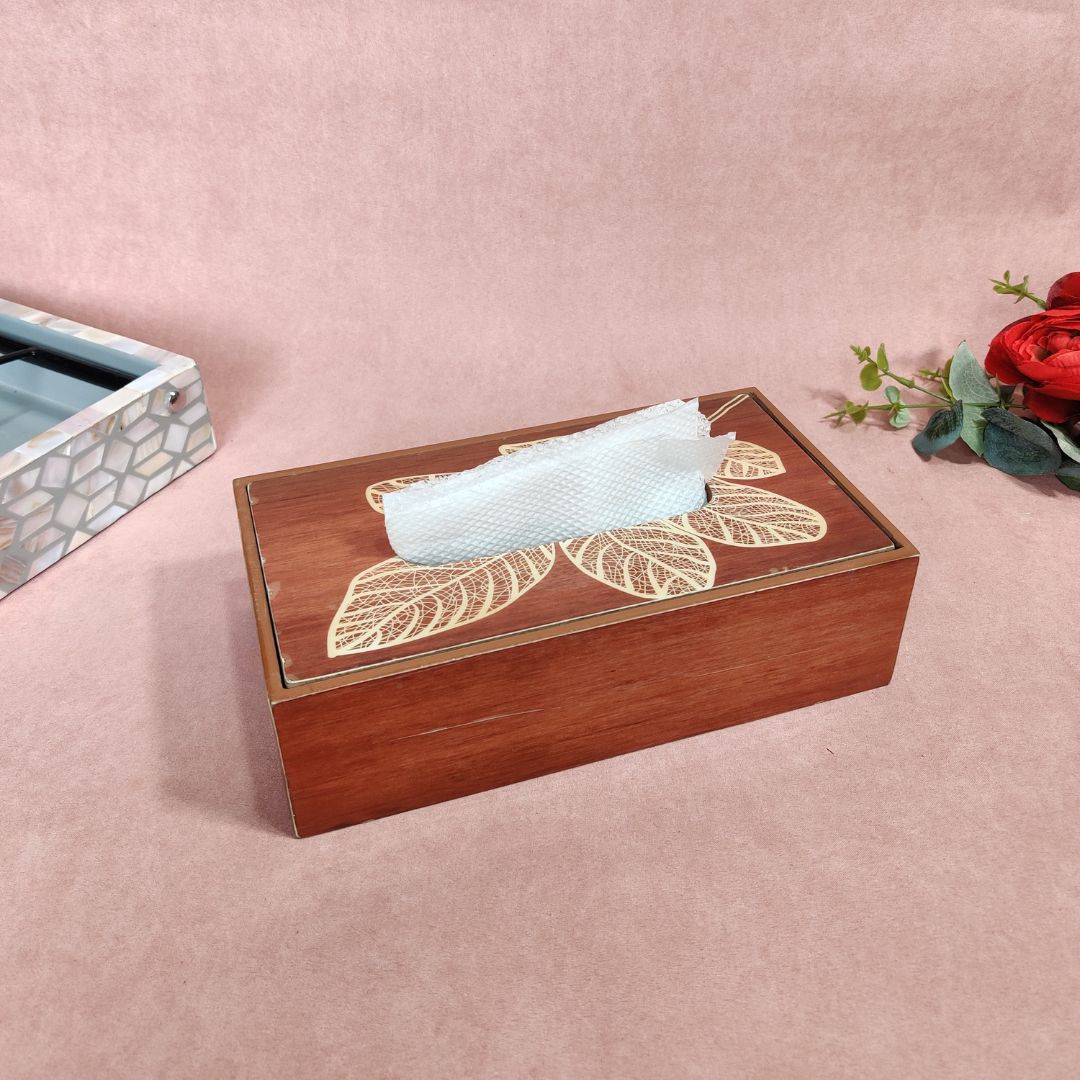 Tissue Box - Brown Leaf