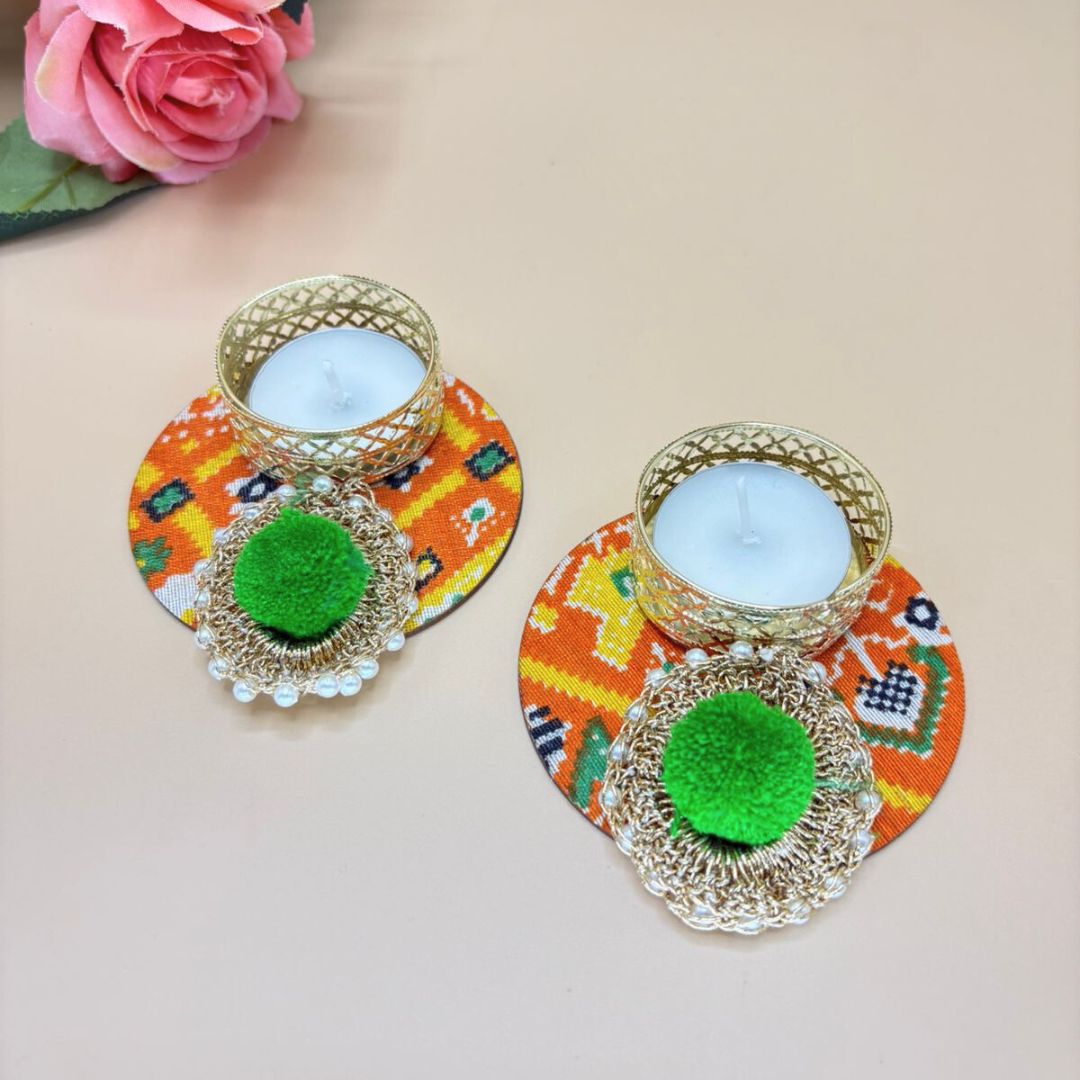 Patola Tea Light Set Of 2 Green