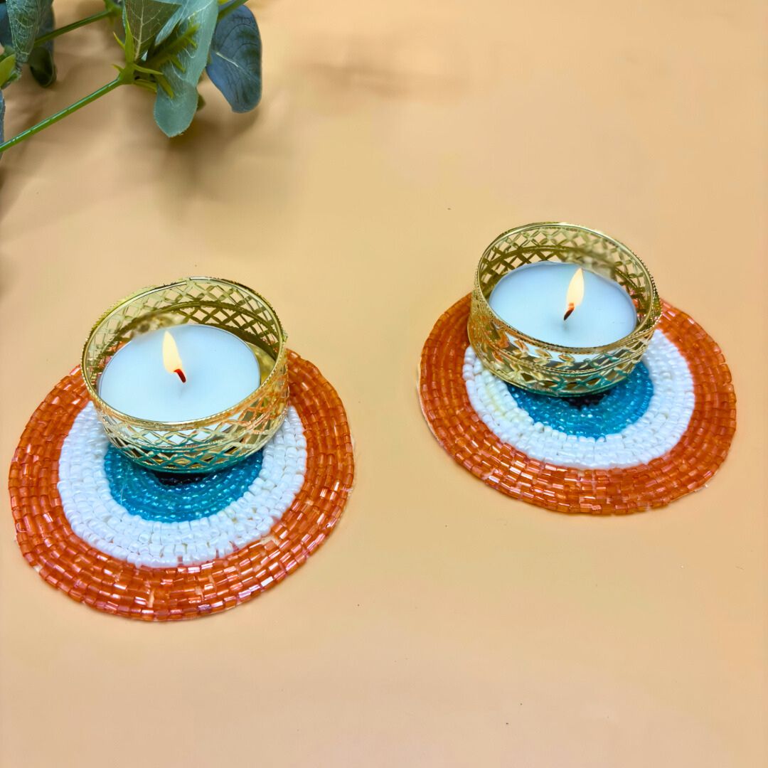 Evil Eye Tea Light Set Of 2 Orange