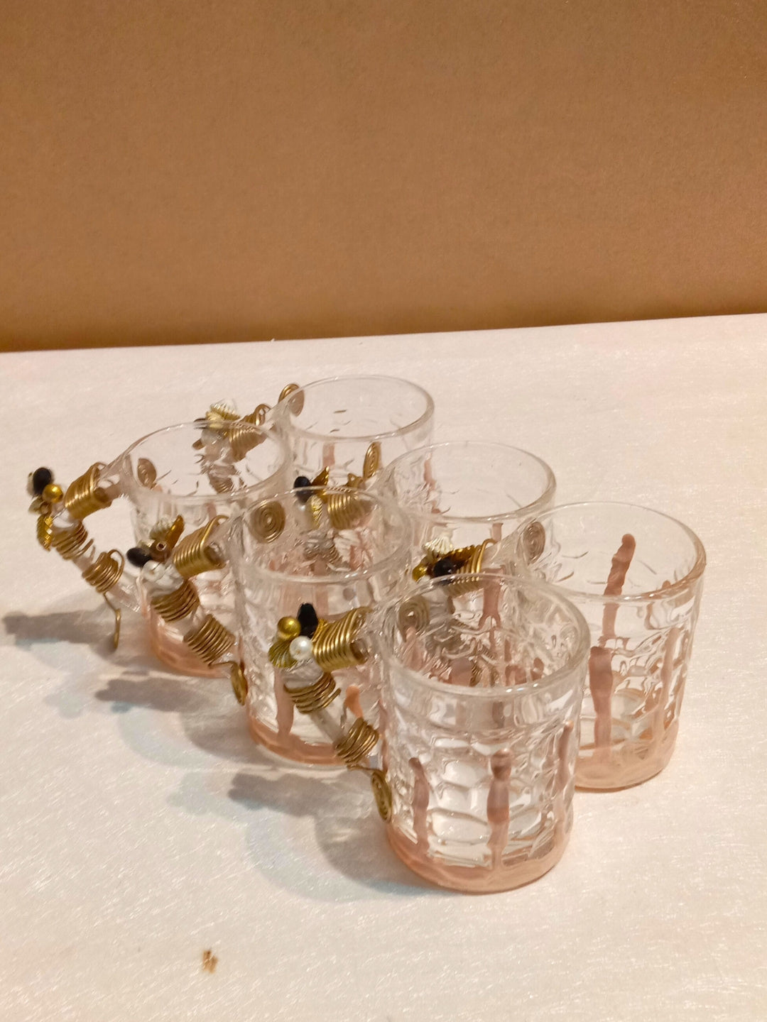 Checkered Tall Filigree Cup Set of 6