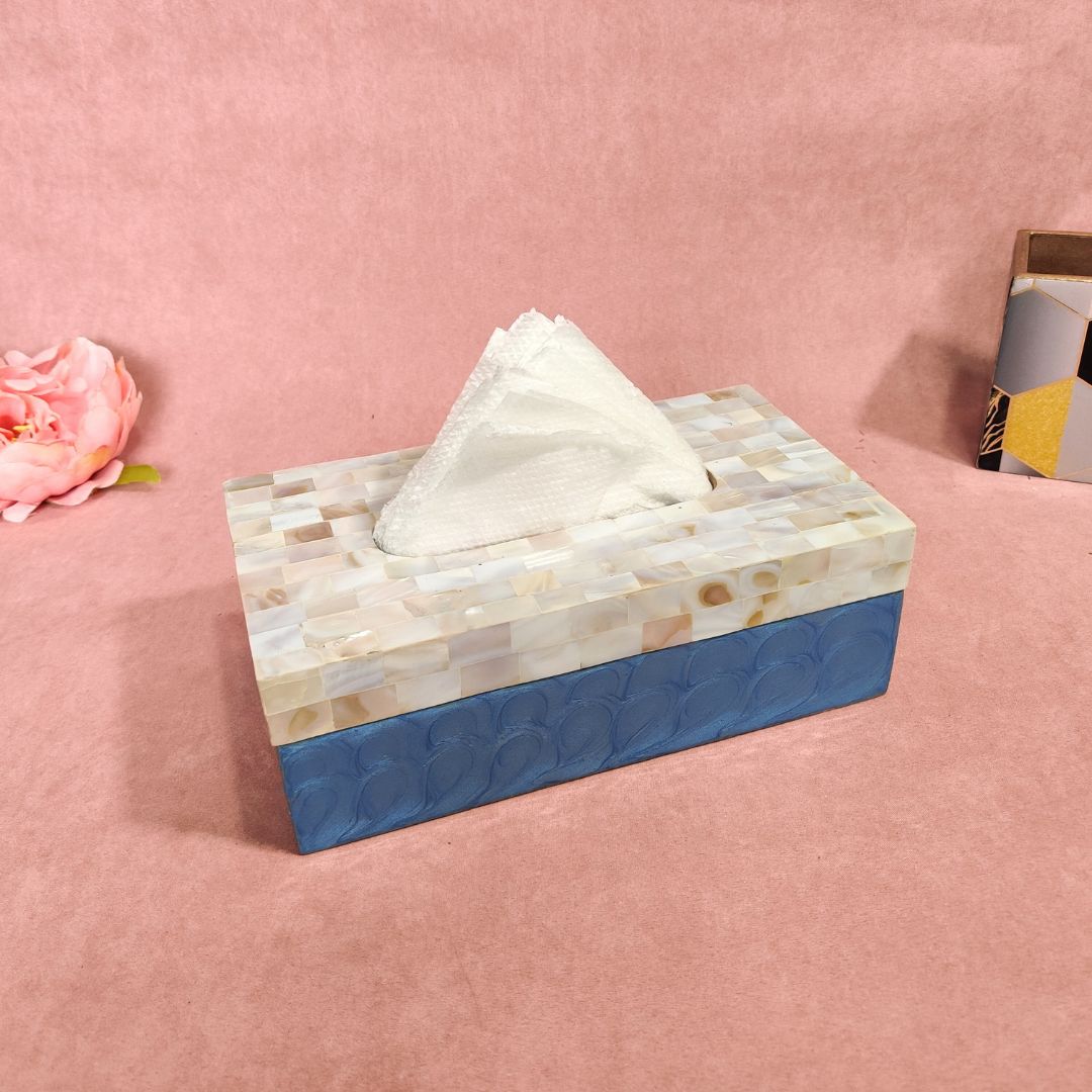 Tissue Box - Blue Mother Of Pearl