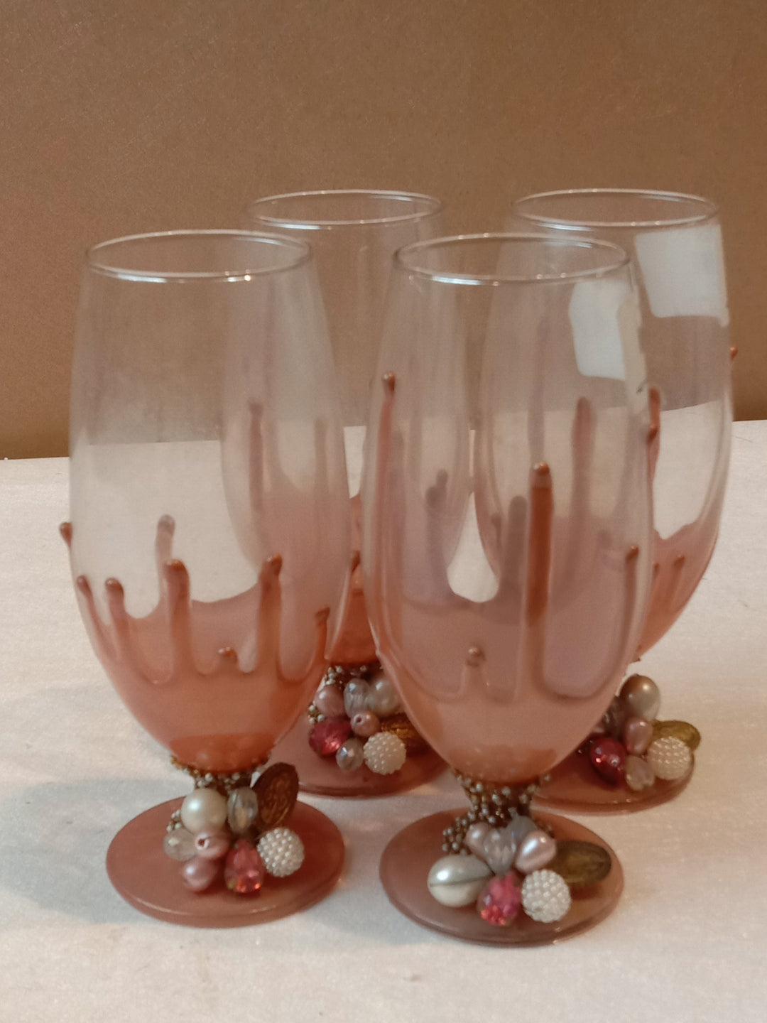 Peach Resin Mocktail Filigree Glass Set of 4