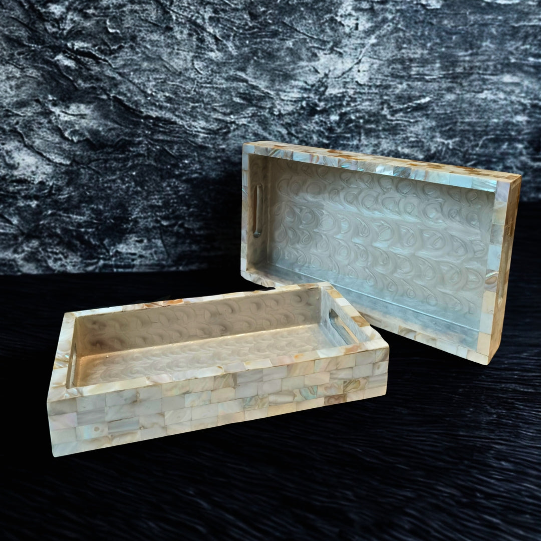 Wooden base with Mother of Pearl and Enamel