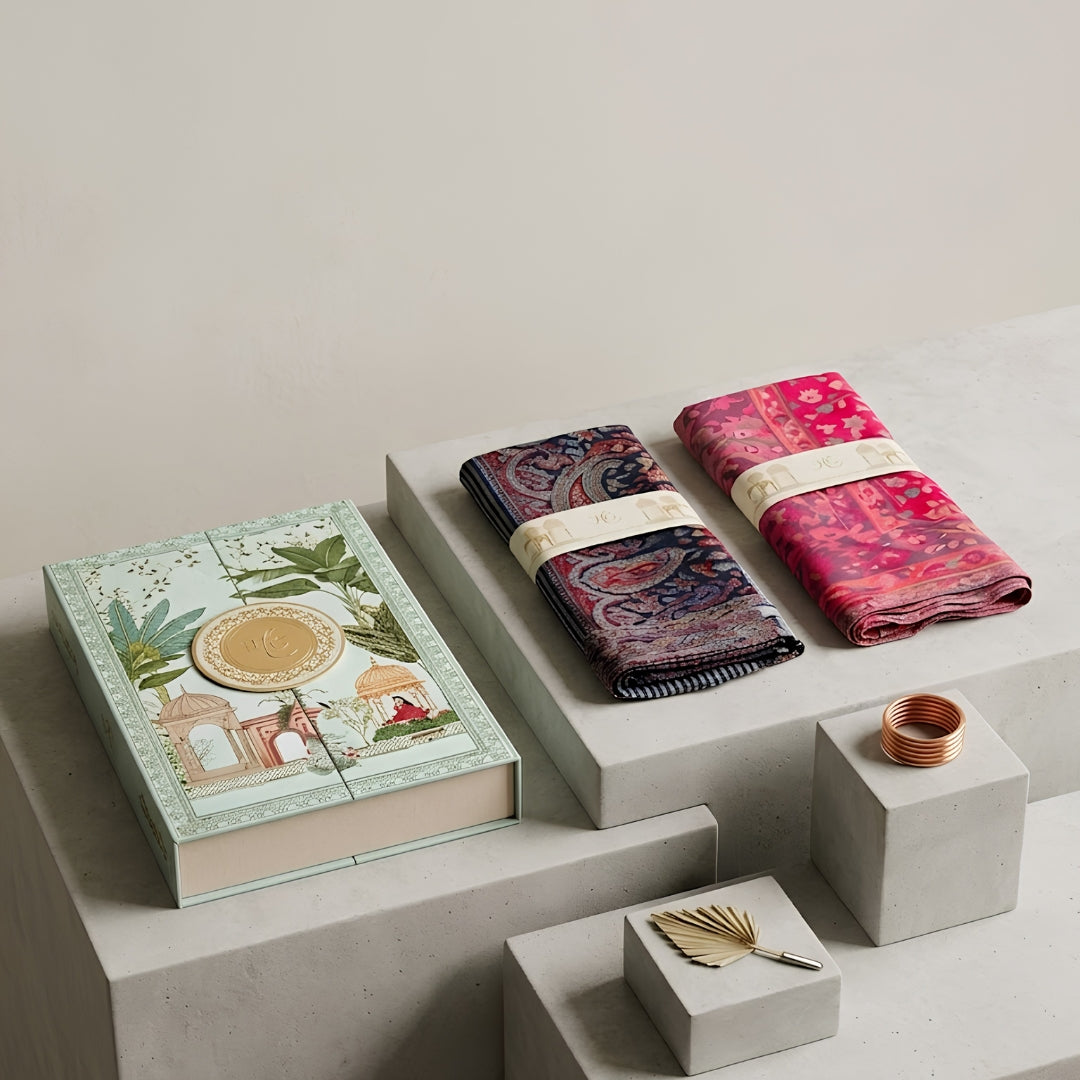 Premium Kani Shawl & Silk Modal Stole Gift Set