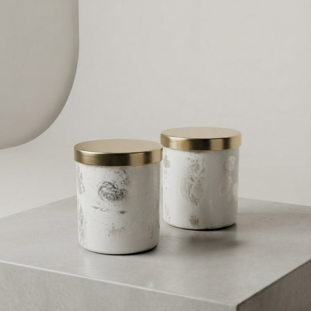 Silver Foil Finish Glass Jar Scented Candles - Set of 2