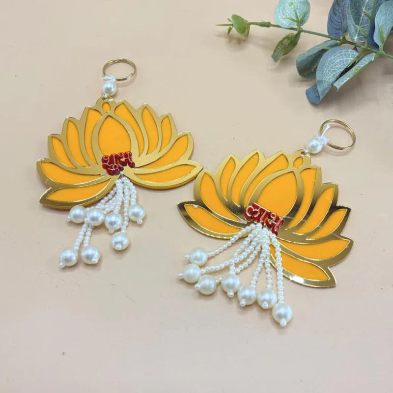 Side Hanging Set Of 2 - Lotus Shubh Labh Yellow