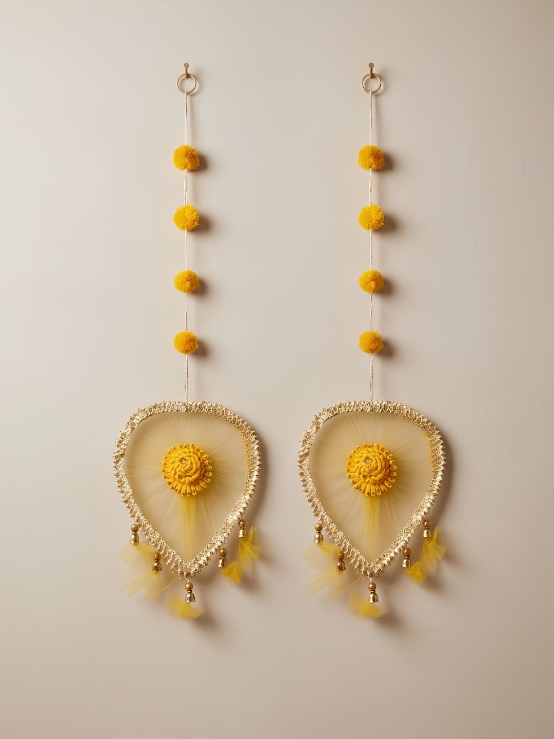 Yellow Floral Heart-Shaped Festive Hangings