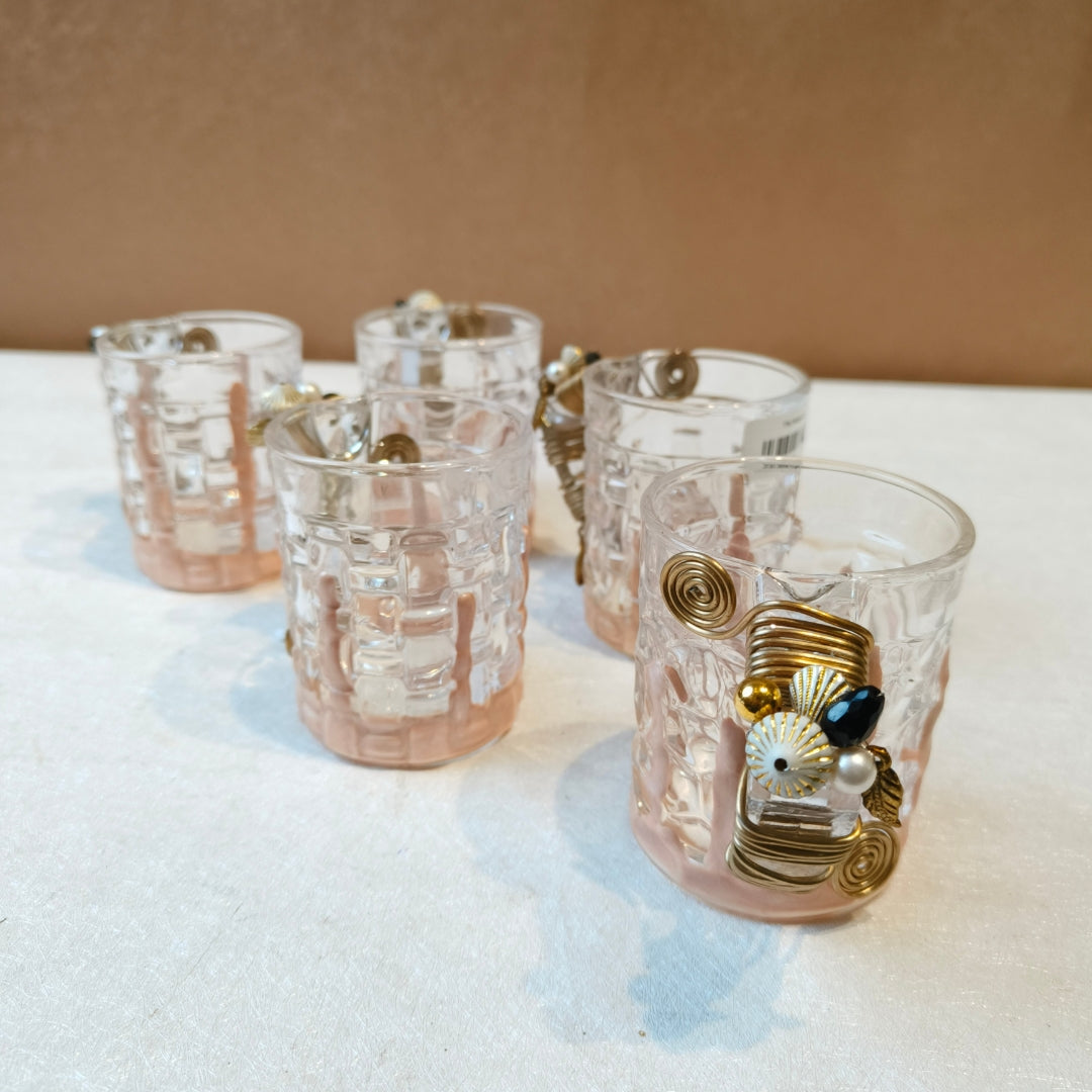 Checkered Tall Filigree Cup Set of 5