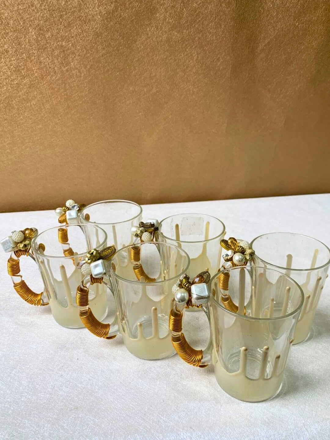 White Resin Coffee Filigree Cup Set of 6