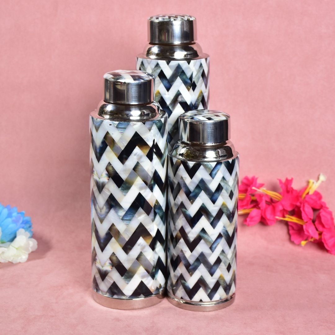 Zig Zag Copper Bottle - Set Of 3