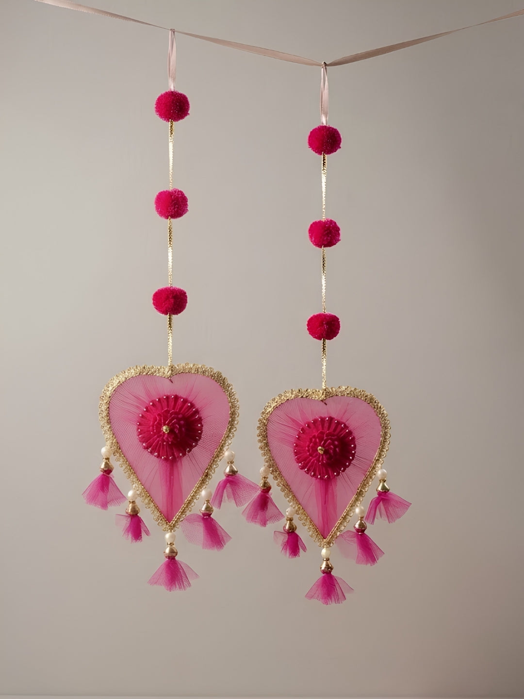Small Pink Floral Heart-Shaped Festive Hangings