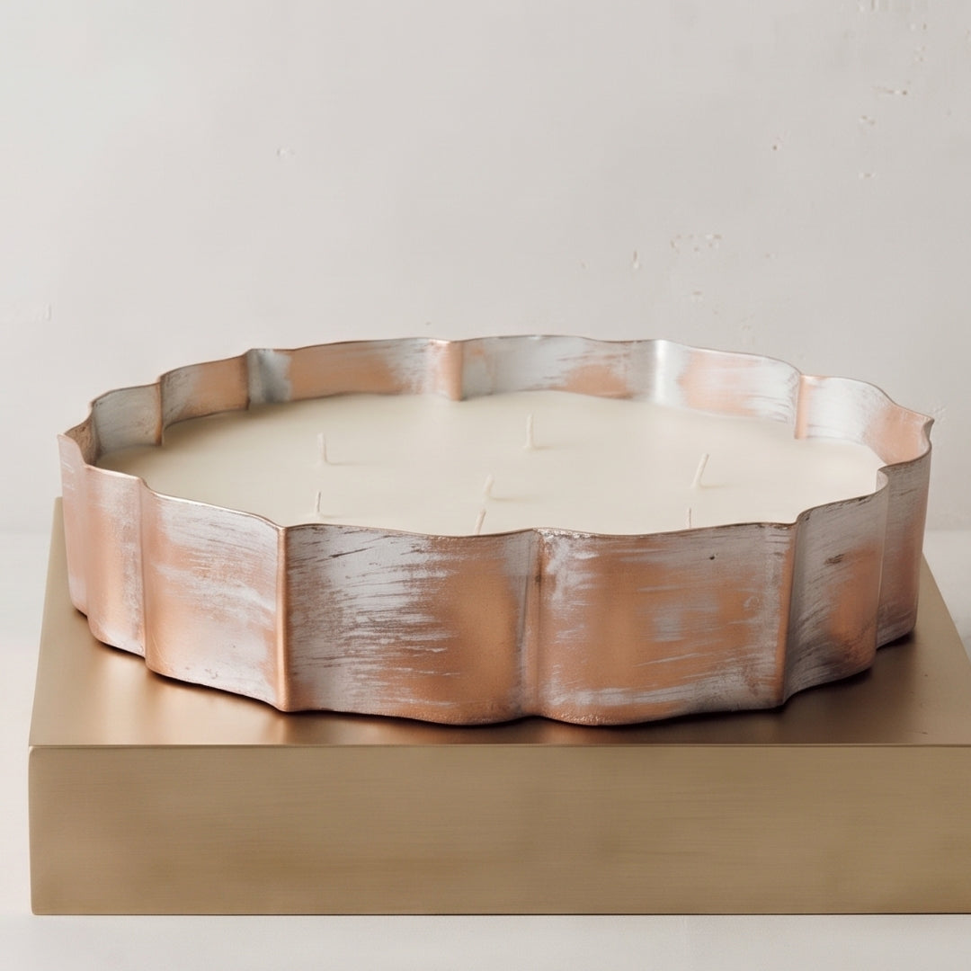Scalloped Copper & Silver Finish URLI WITH  WAX - 8"