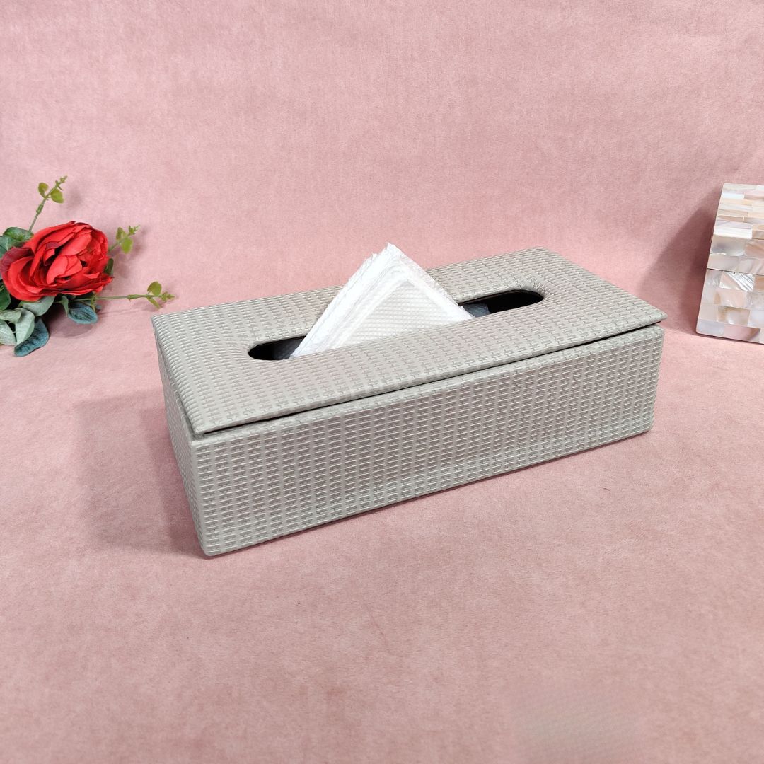 Tissue Box - Grey Leatherette