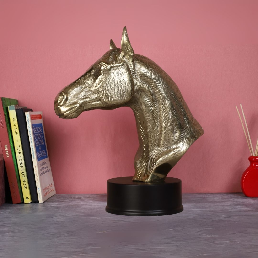 Metal Gold Finish Horse Artifact