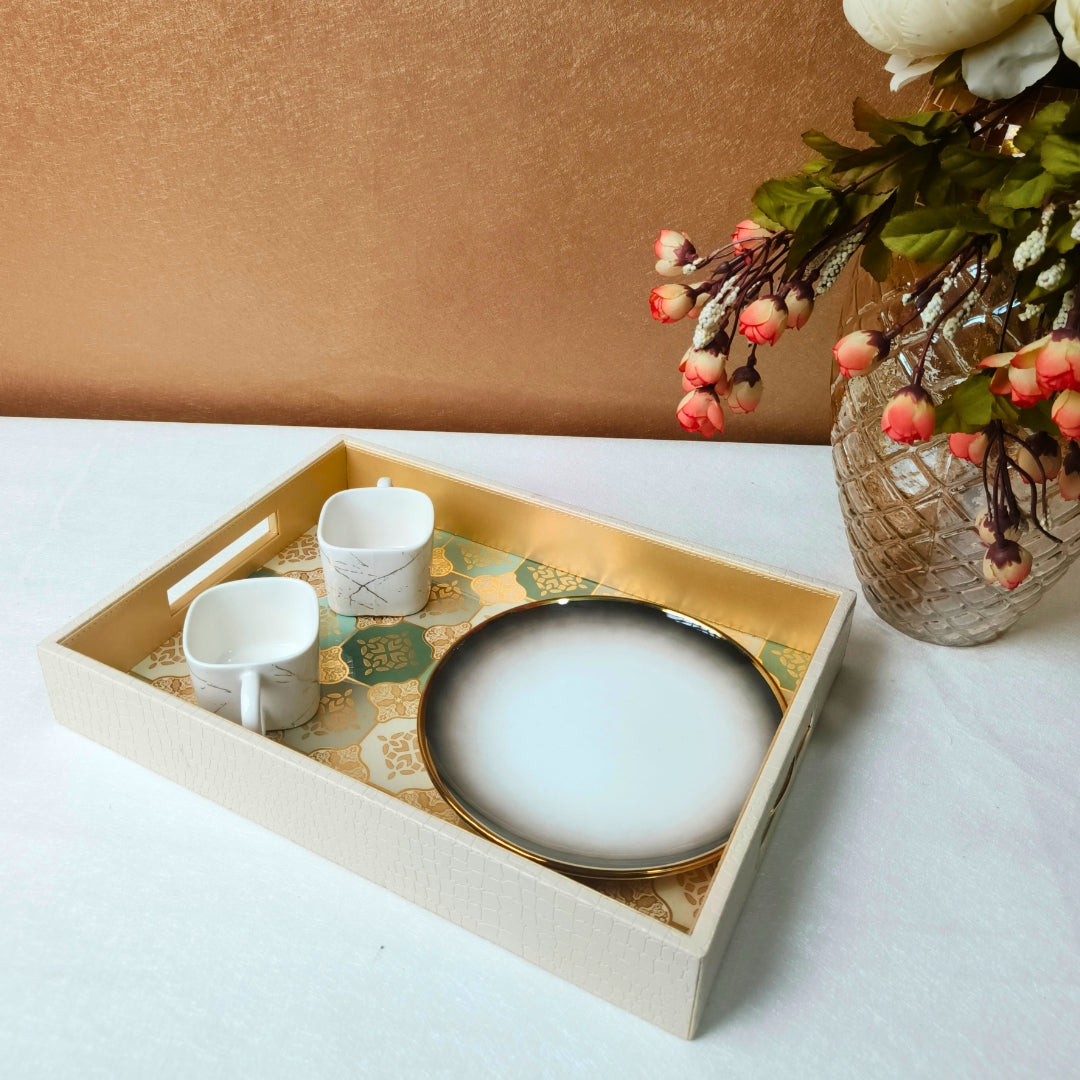 Brown Mosaic Leatherette Tray