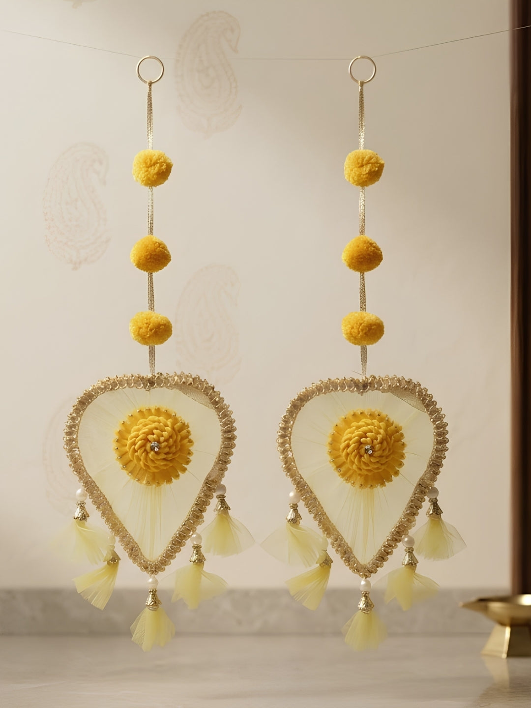 Small Yellow Floral Heart-Shaped Festive Hangings
